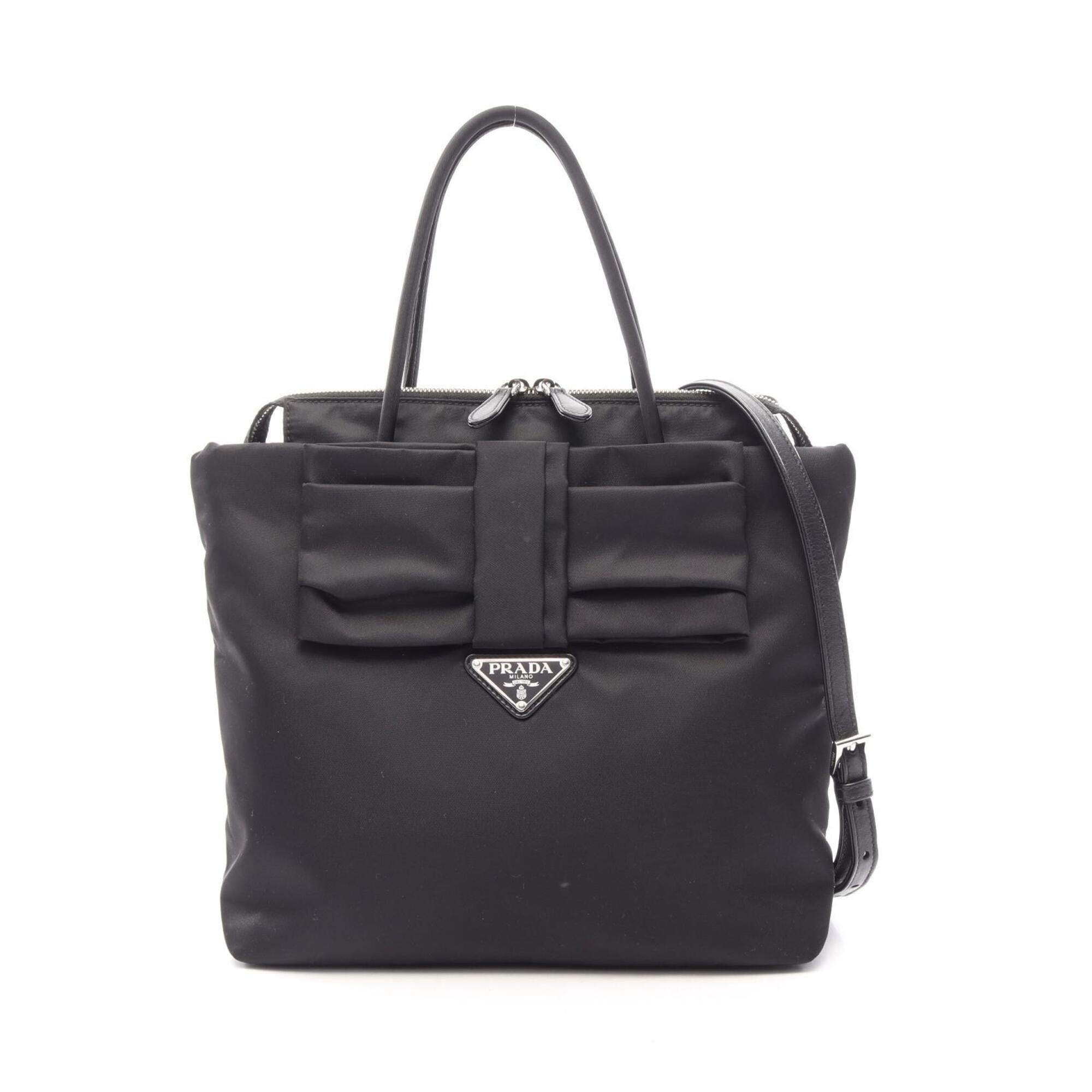 Prada Black Nylon Leather Handbag (Pre-Owned)