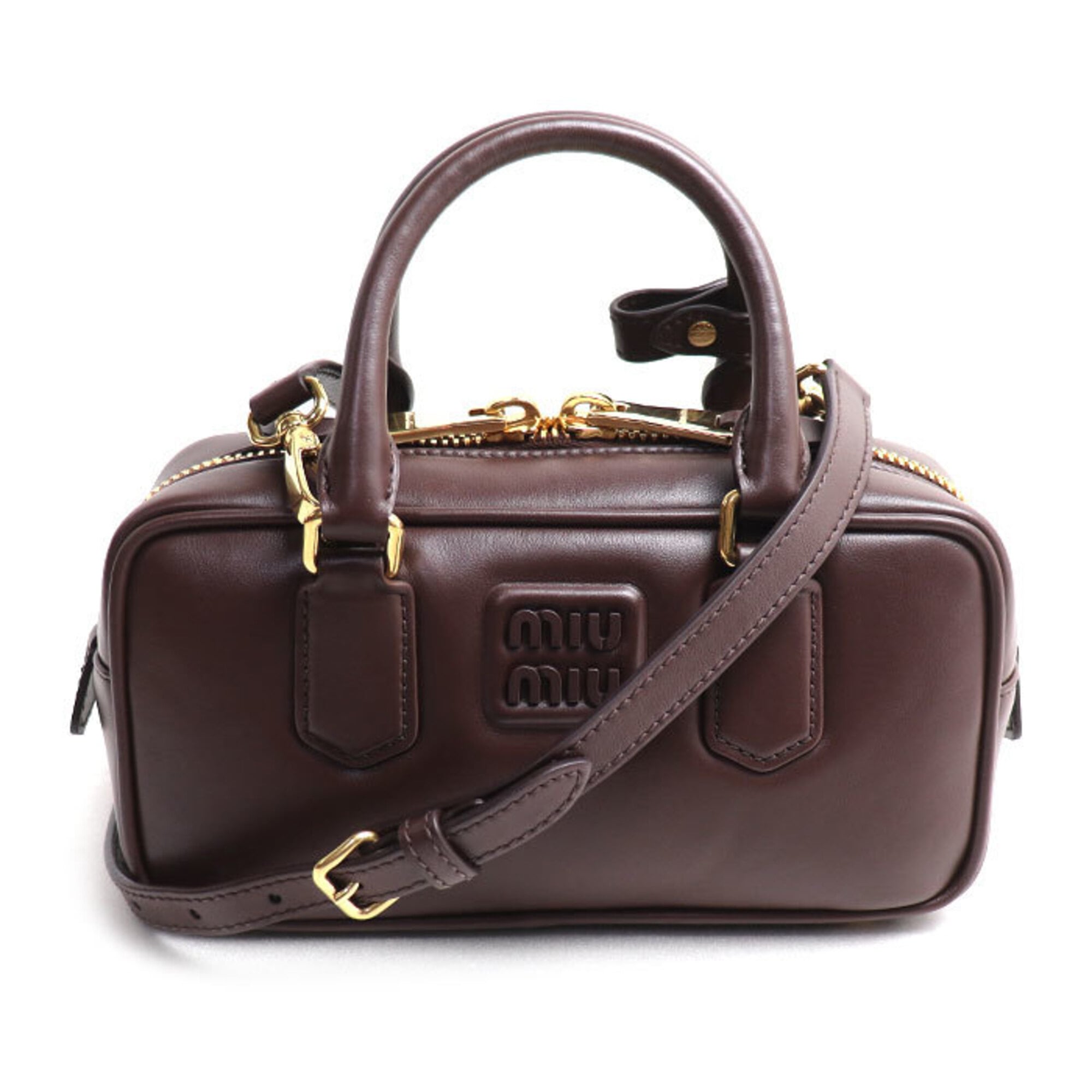 Miu Miu Gold Leather Shoulder Bag (Pre-Owned)