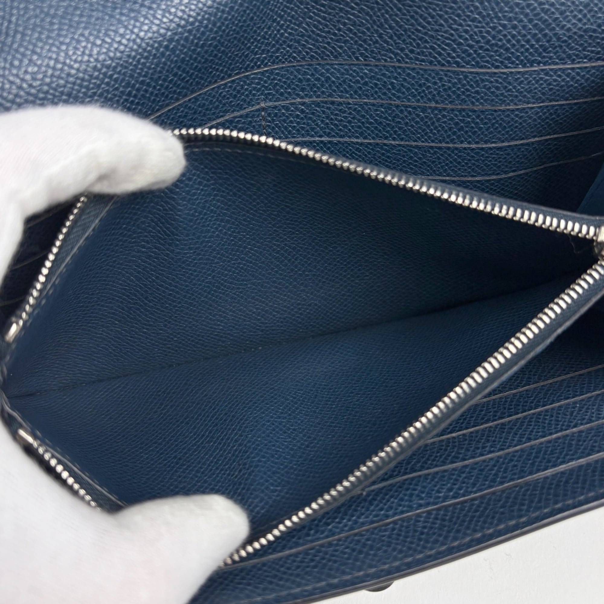 Hermes Kelly Blue Epsom Leather Long Wallet (Bi-Fold) (Pre-Owned)