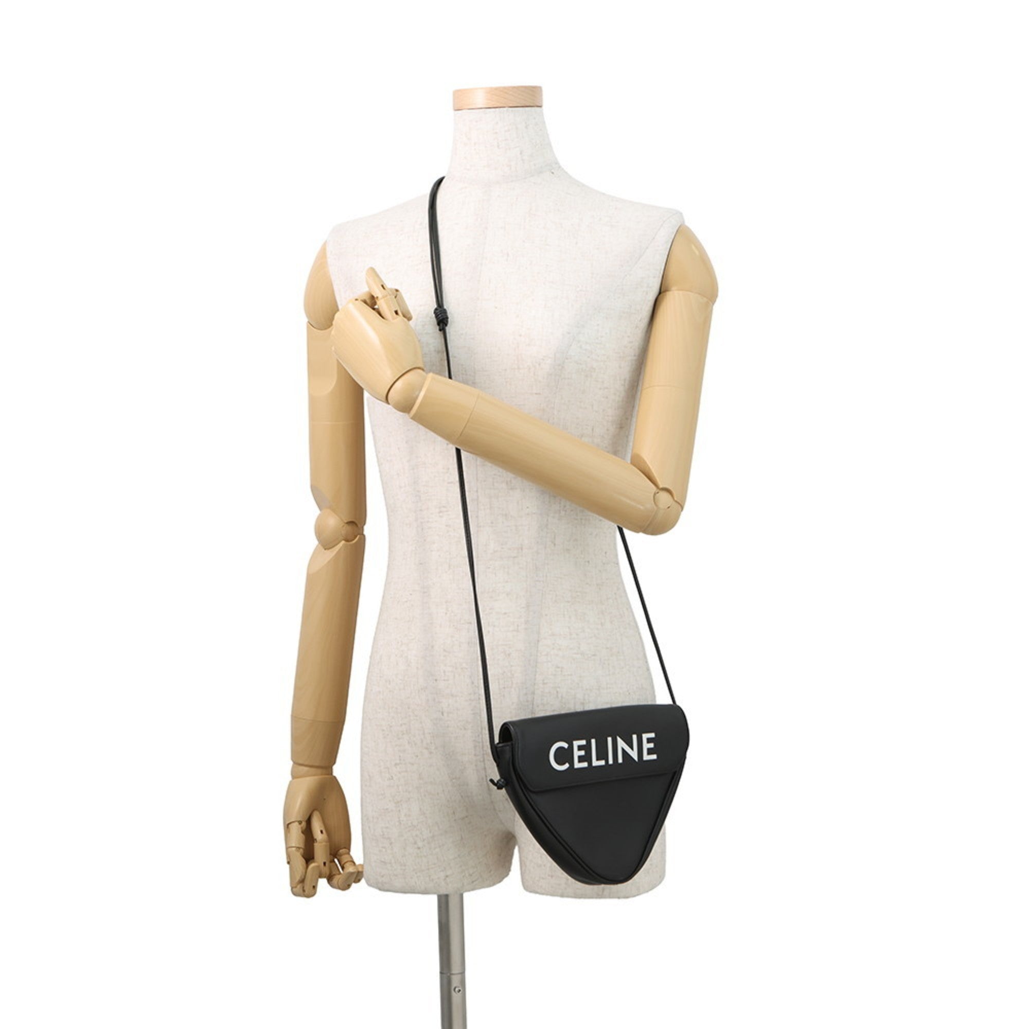Celine Black Leather Handbag Pochette Shoulder Bag (Pre-Owned)