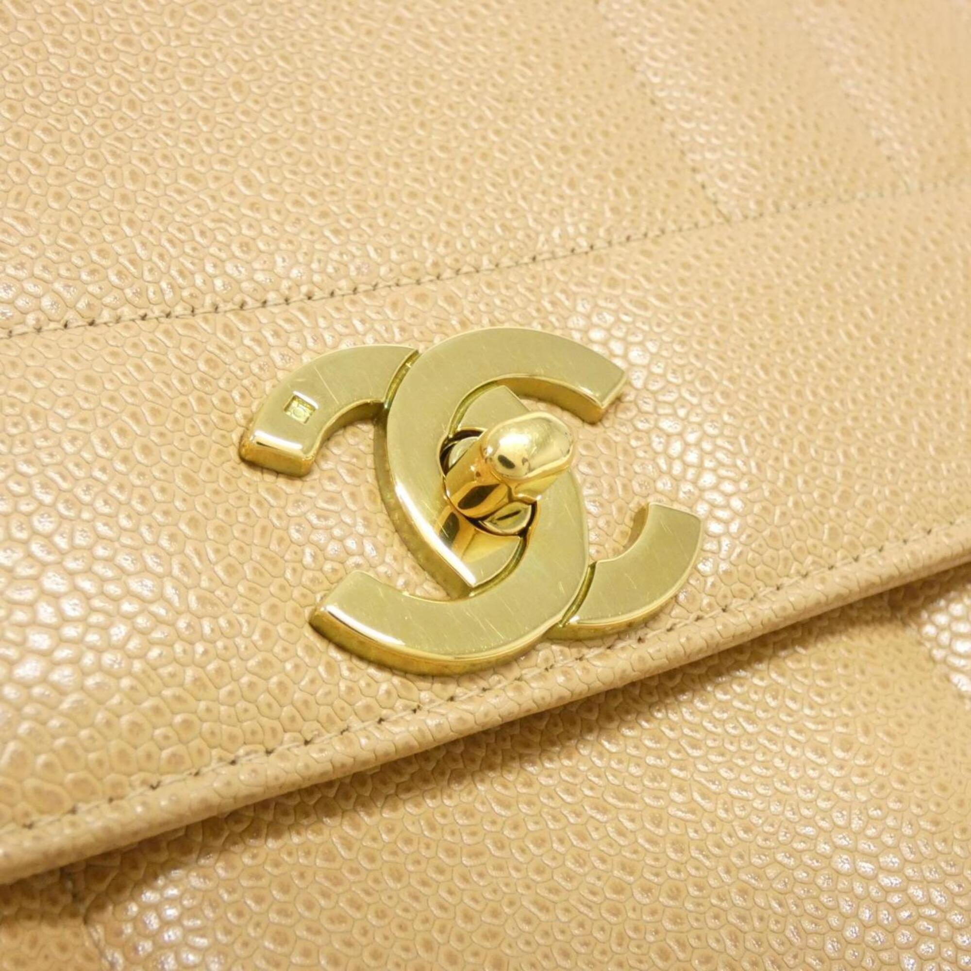 Chanel Beige Grained Calfskin Handbag (Pre-Owned)