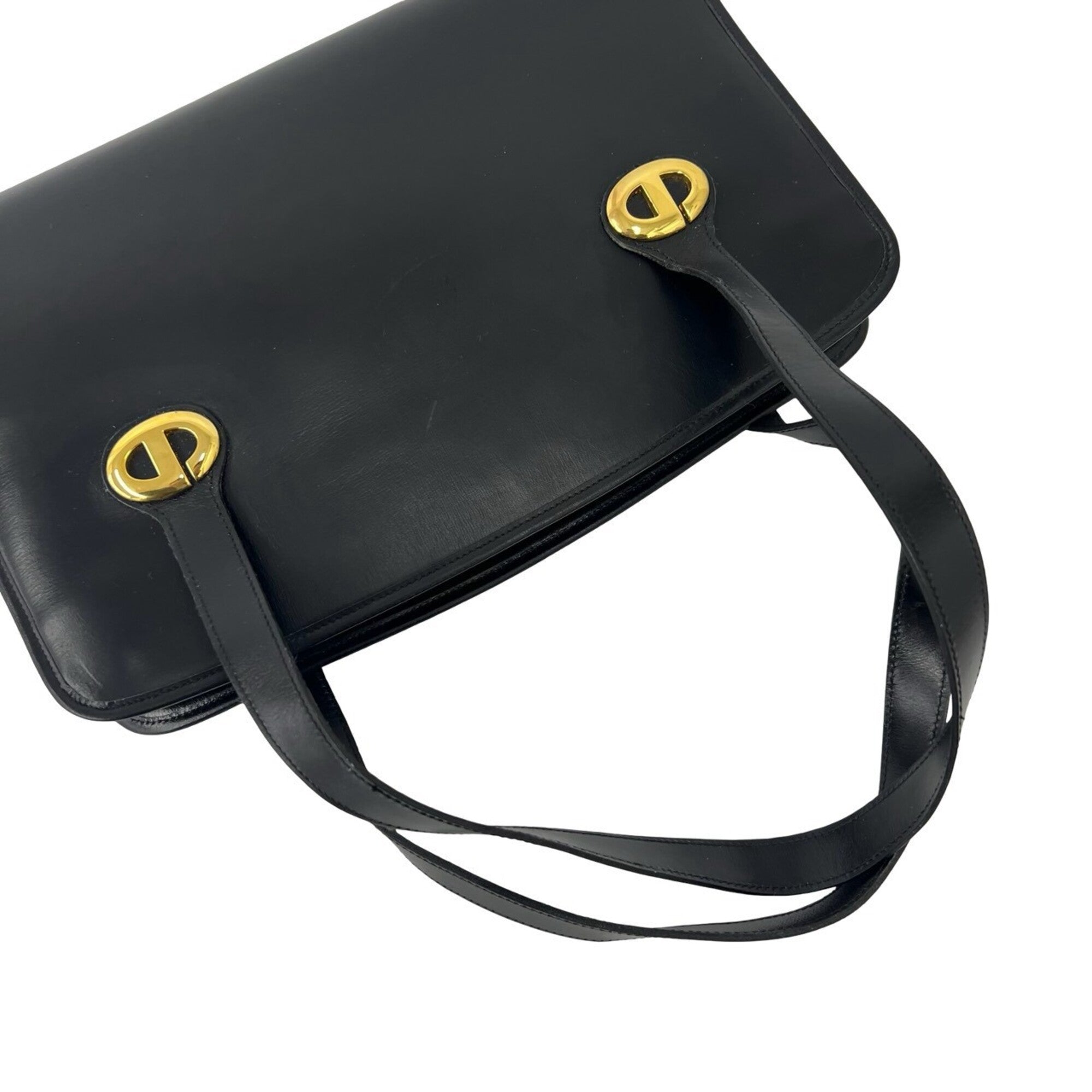 Christian Dior Black Leather Handbag Tote Bag (Pre-Owned)