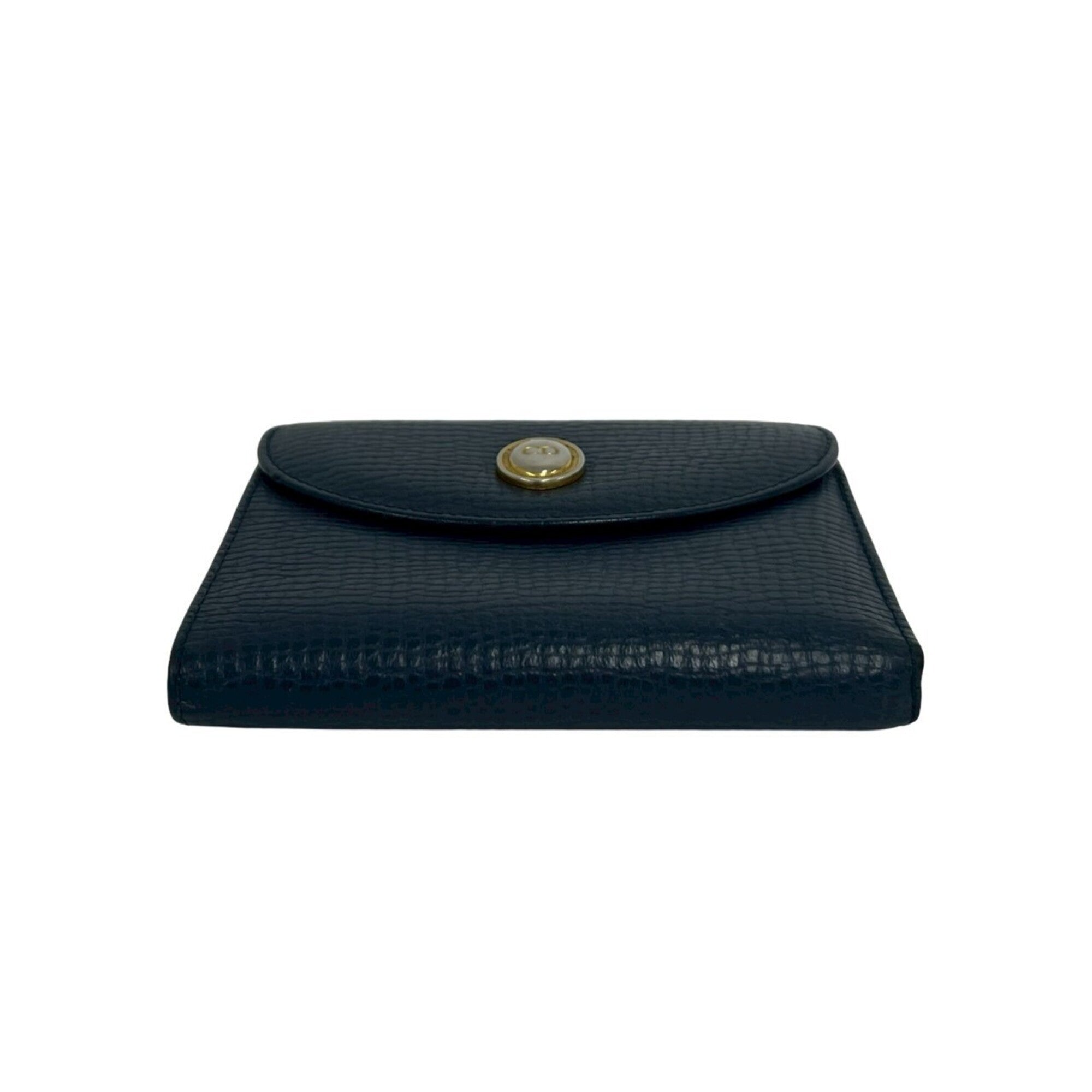 Christian Dior Navy Leather Wallet (Bi-Fold) (Pre-Owned)