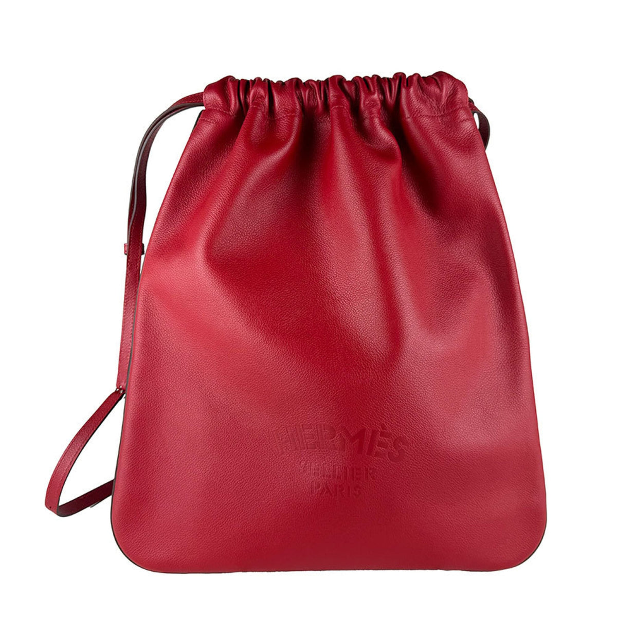 Hermes Red Color Leather Backpack Shoulder Bag (Pre-Owned)
