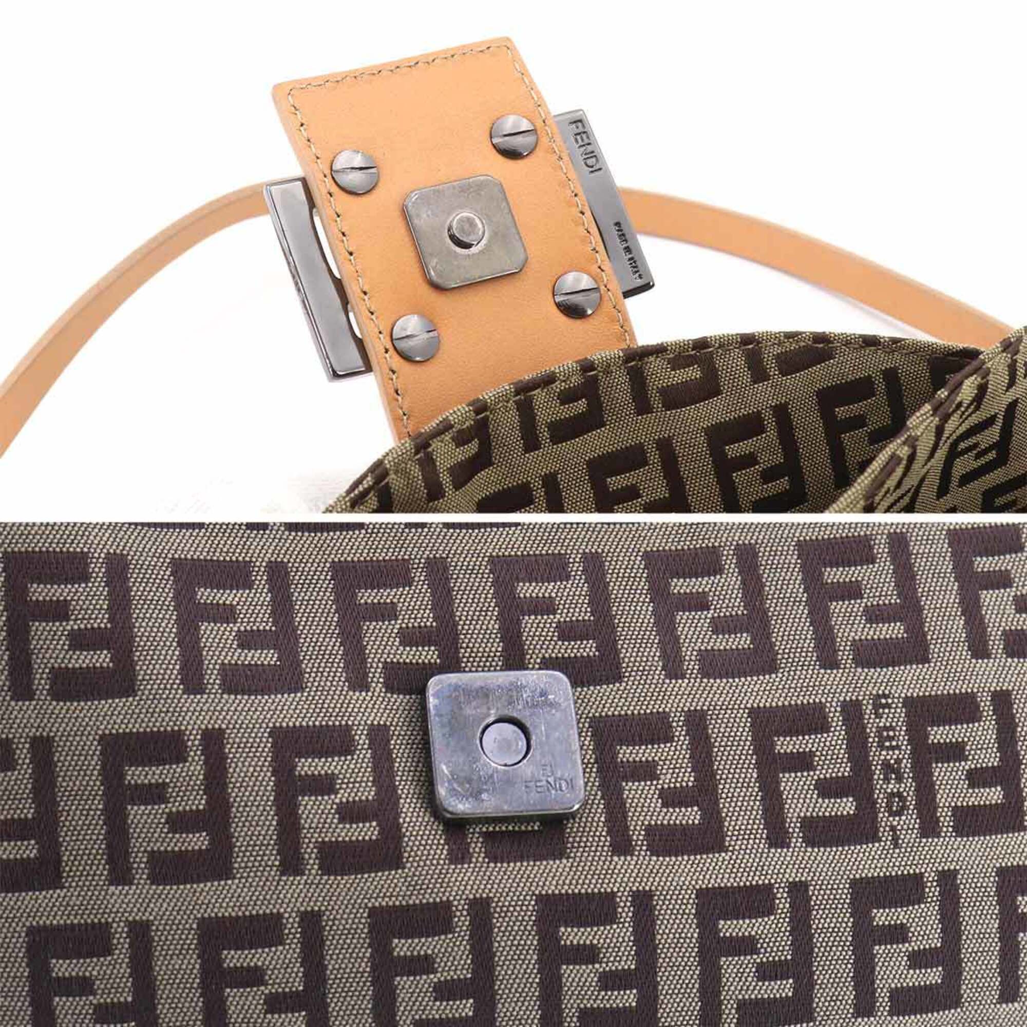 Fendi Beige Brown Canvas Leather Handbag Shoulder Bag (Pre-Owned)