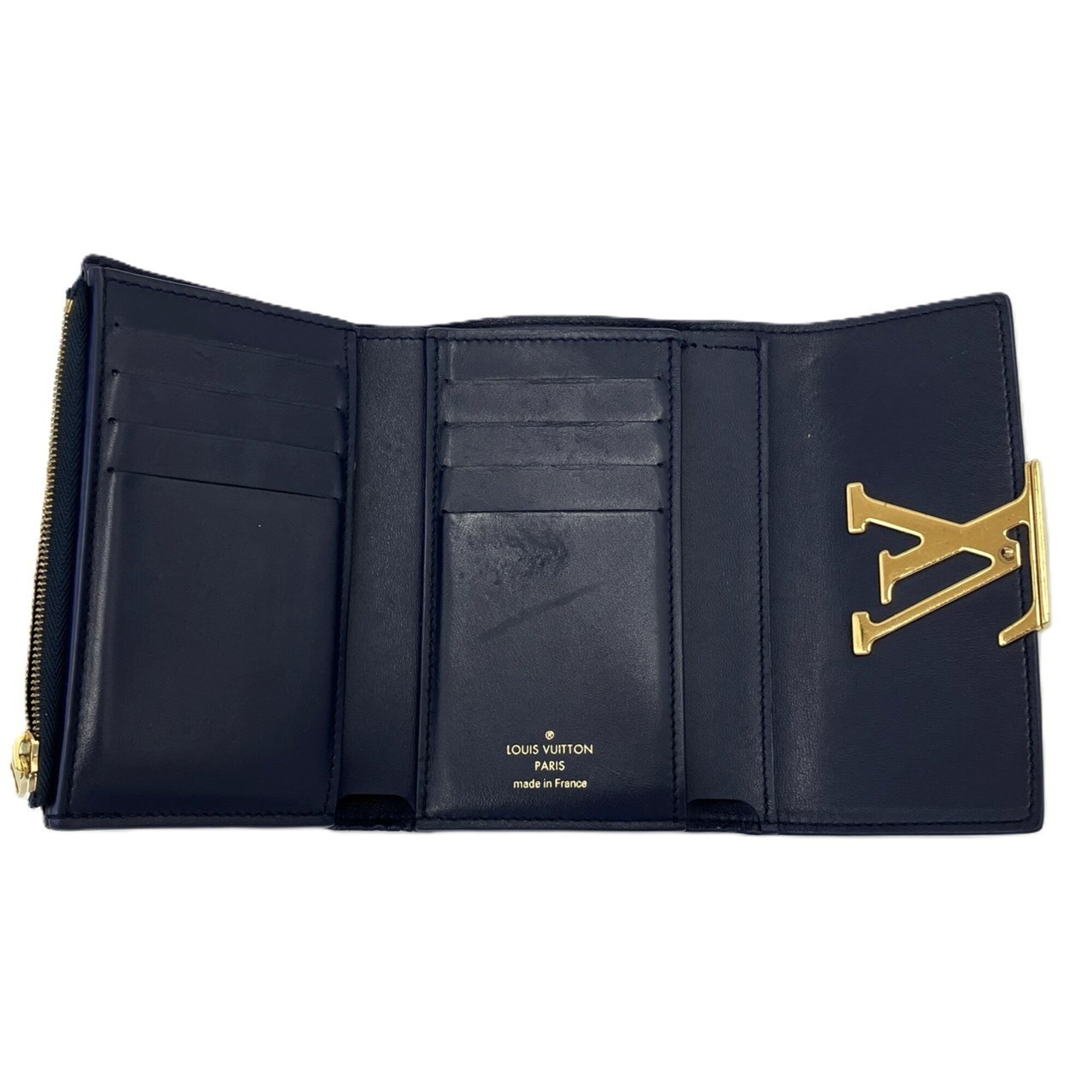 Louis Vuitton Navy Leather Wallet (Tri-Fold) (Pre-Owned)