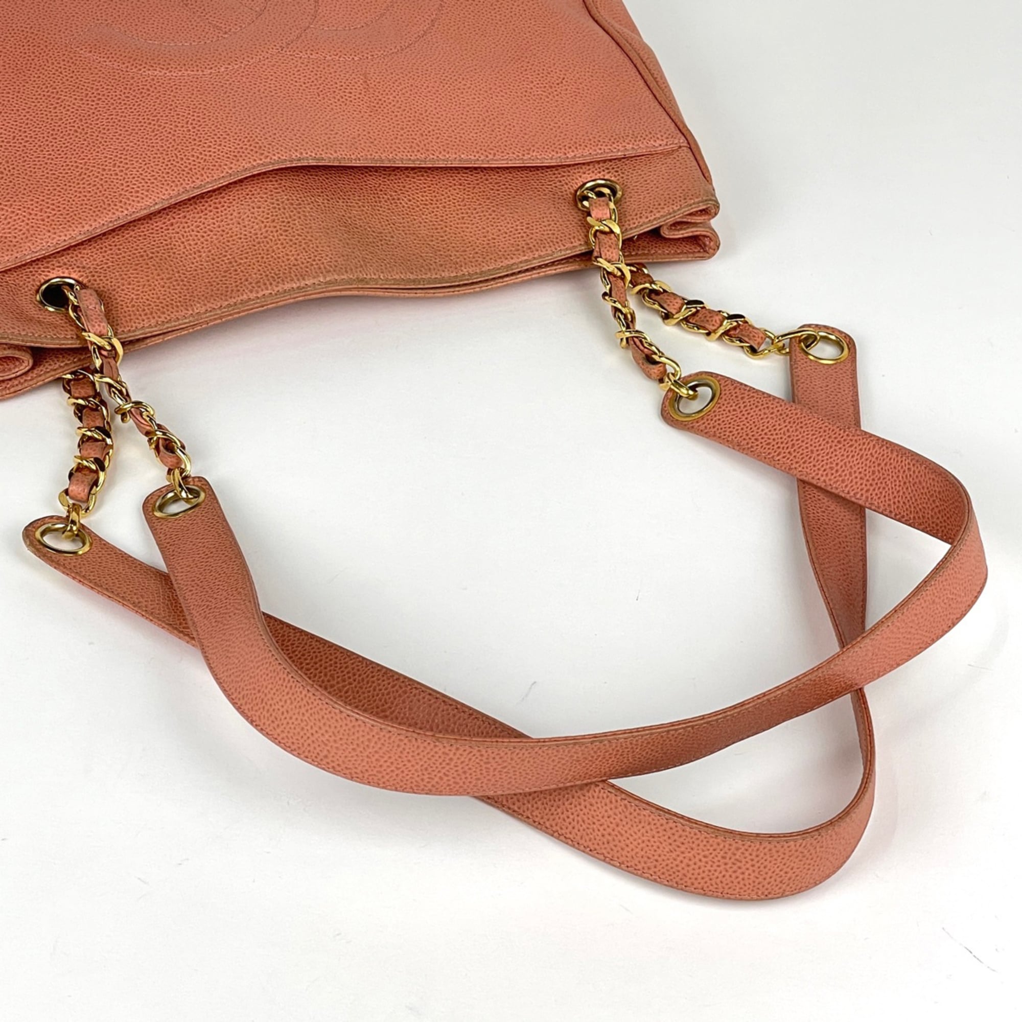 Chanel Salmon Pink Grained Calfskin Shoulder Bag Tote Bag (Pre-Owned)