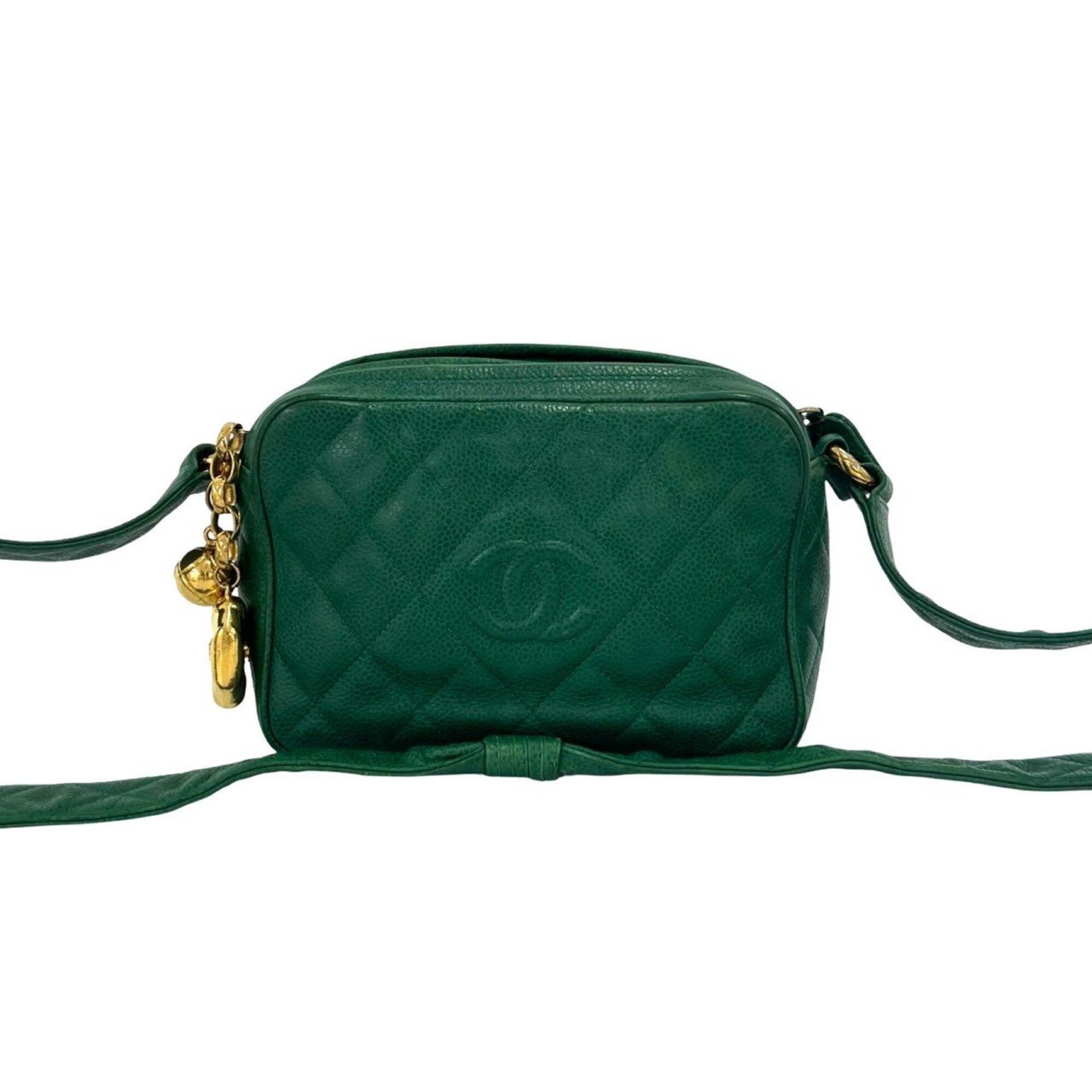 Chanel Green Grained Calfskin Shoulder Bag (Pre-Owned)