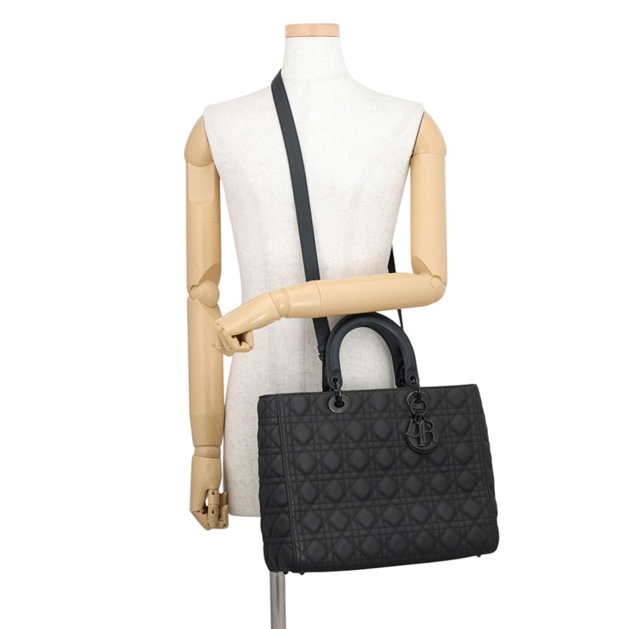 Christian Dior Lady Dior Black Leather Handbag (Pre-Owned)