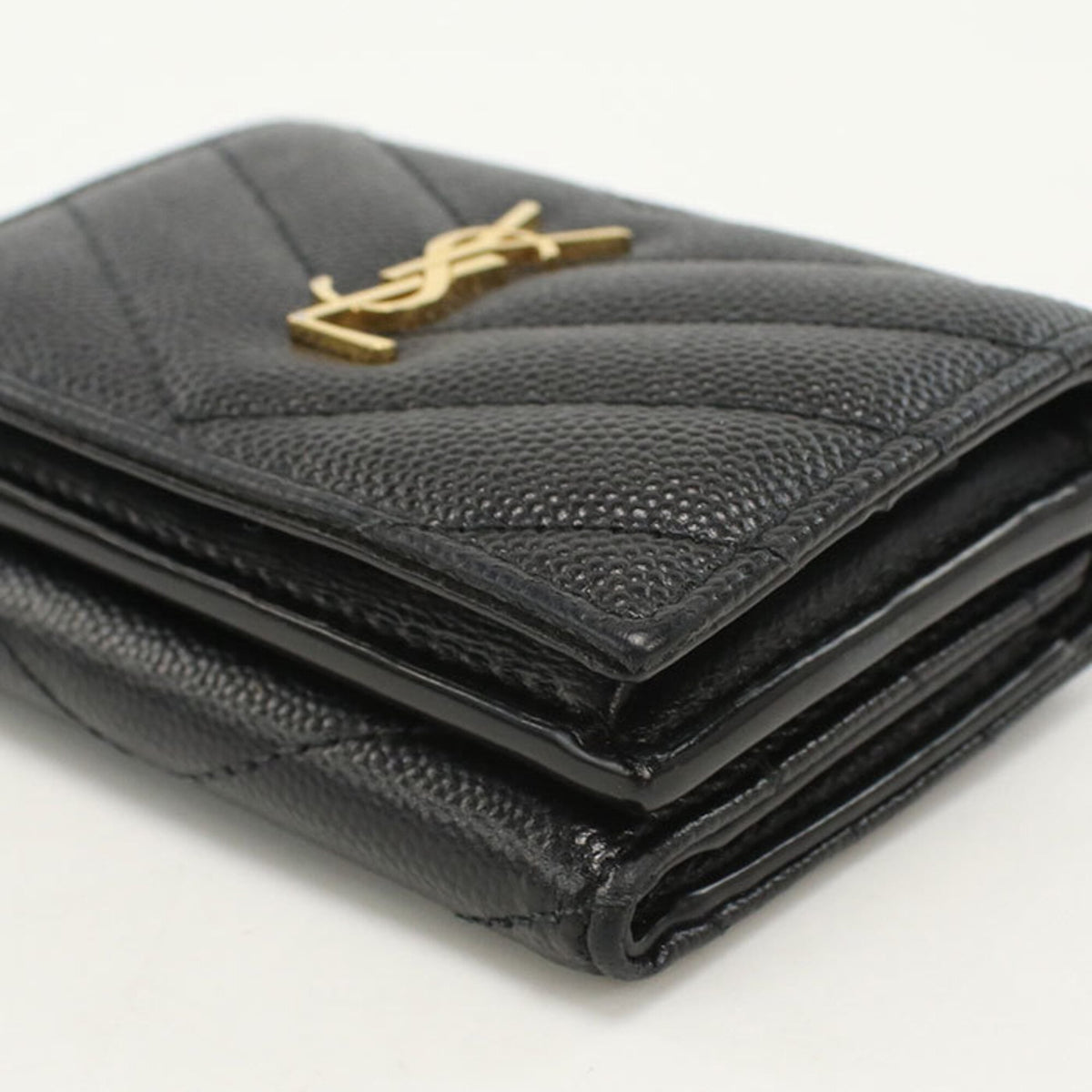 Saint Laurent Black Leather Wallet (Tri-Fold) (Pre-Owned)