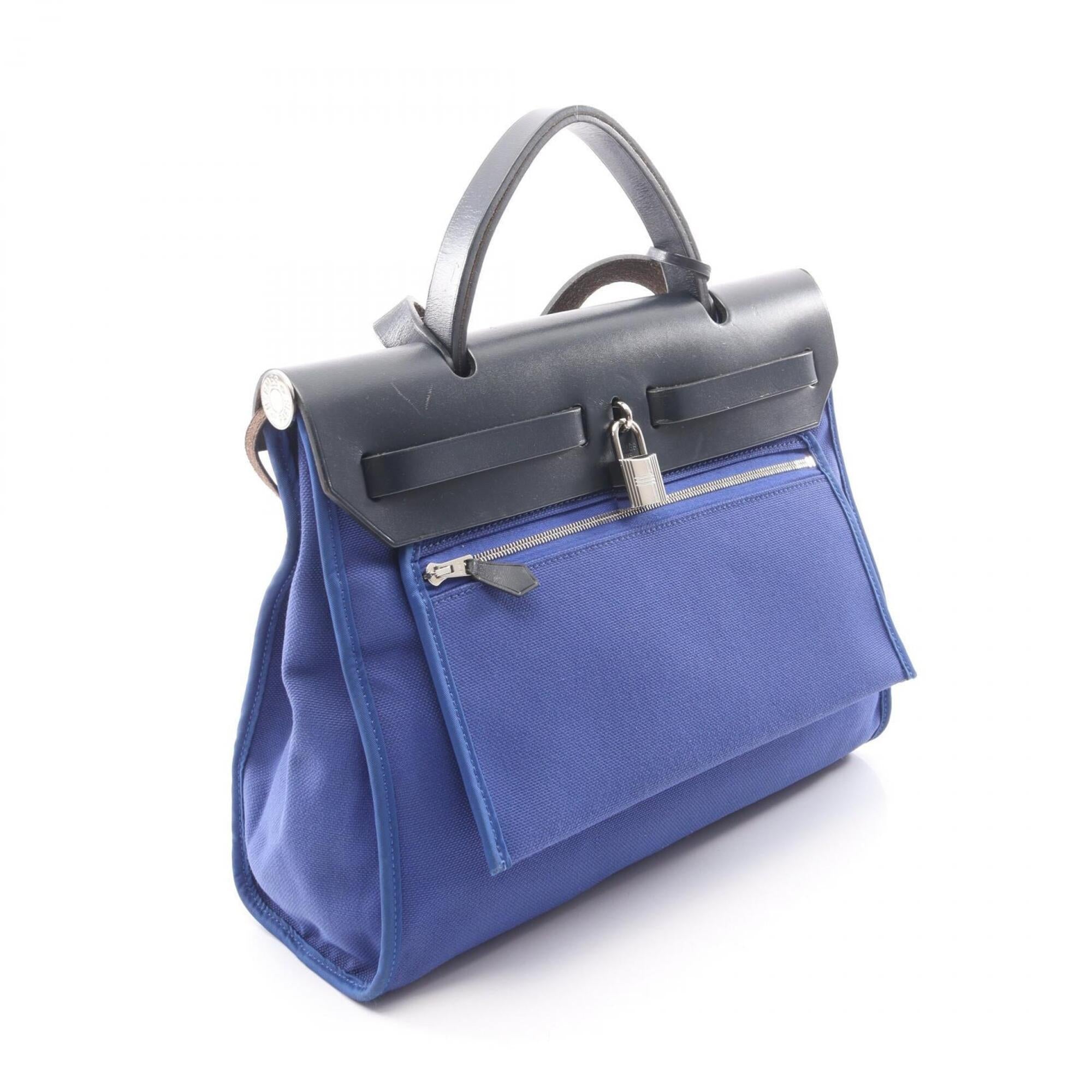 Hermes Blue Electric Blue Indigo Navy Toile H Handbag (Pre-Owned)