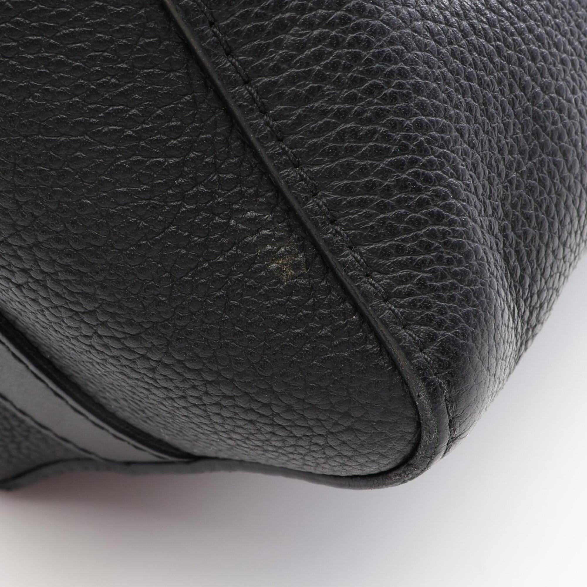 Louis Vuitton Black Leather Handbag Shoulder Bag (Pre-Owned)