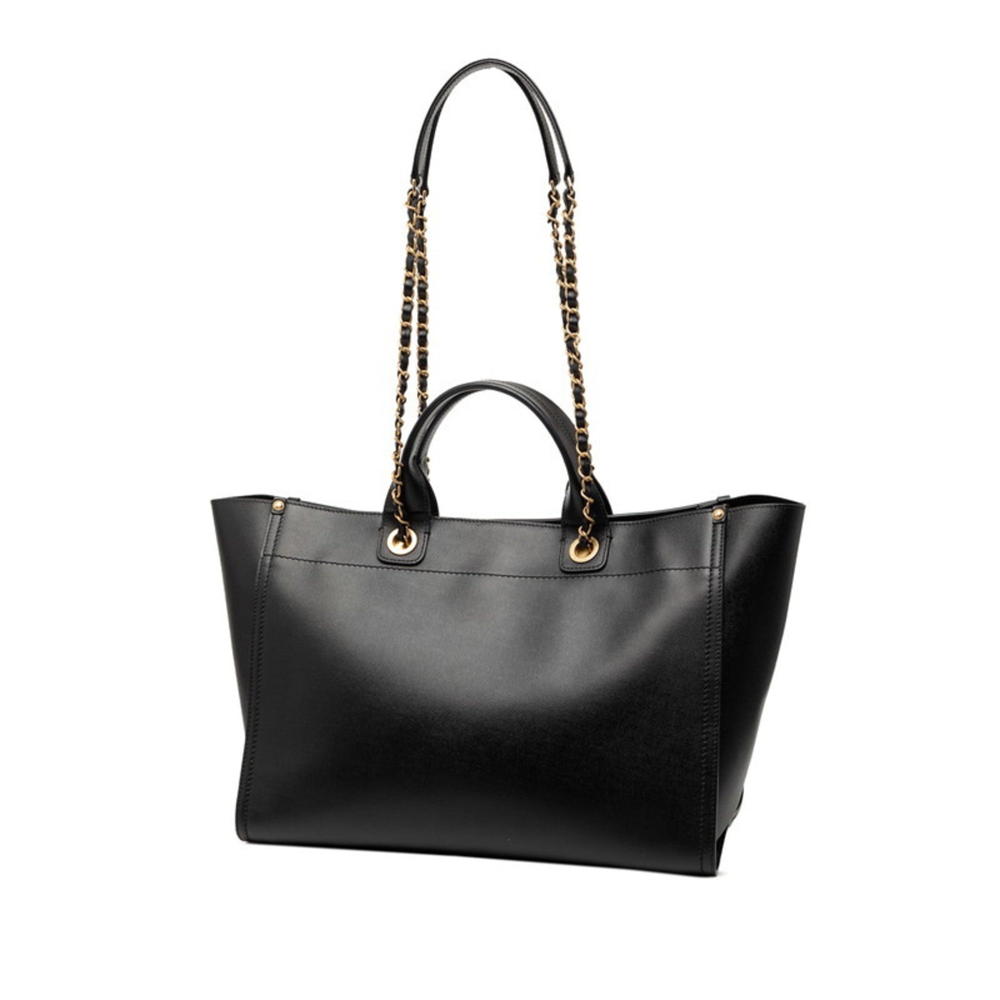 Chanel Black Grained Calfskin Shoulder Bag Tote Bag (Pre-Owned)
