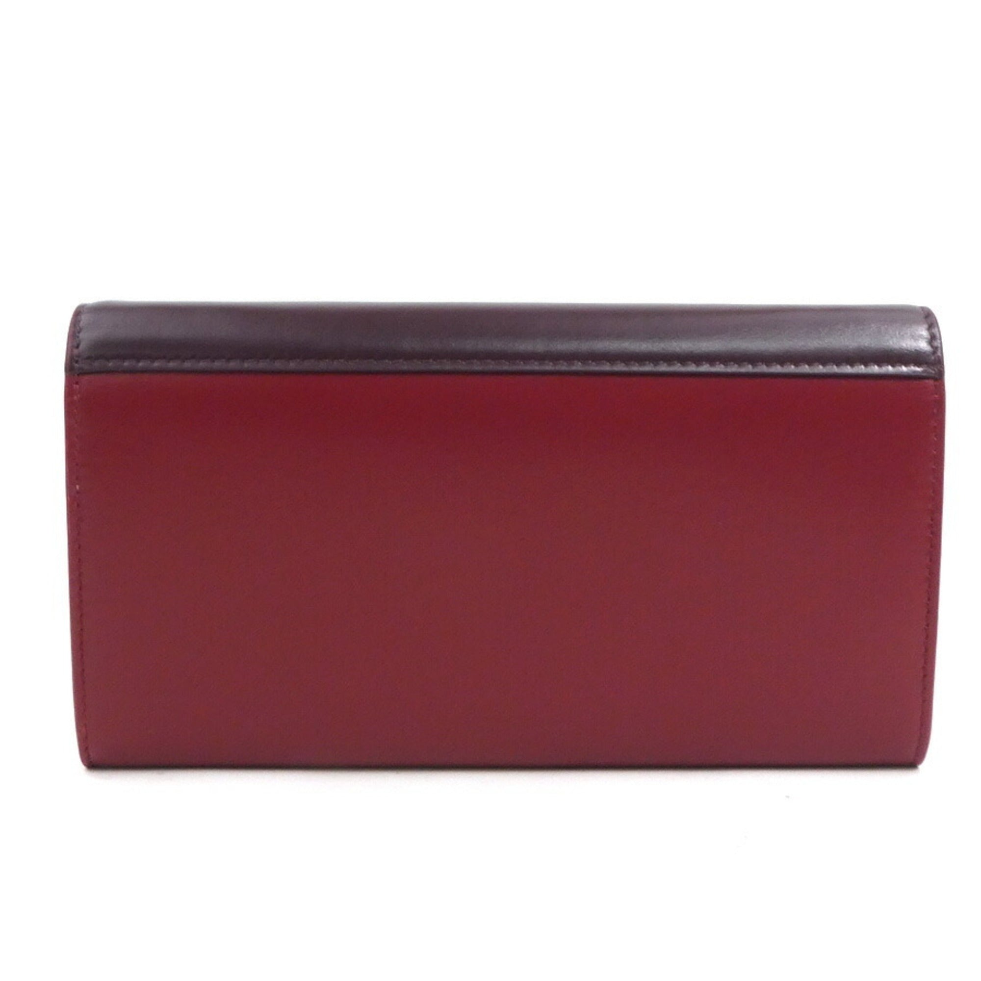 Celine Bordeaux Red Color Leather Chain/Shoulder Wallet (Pre-Owned)