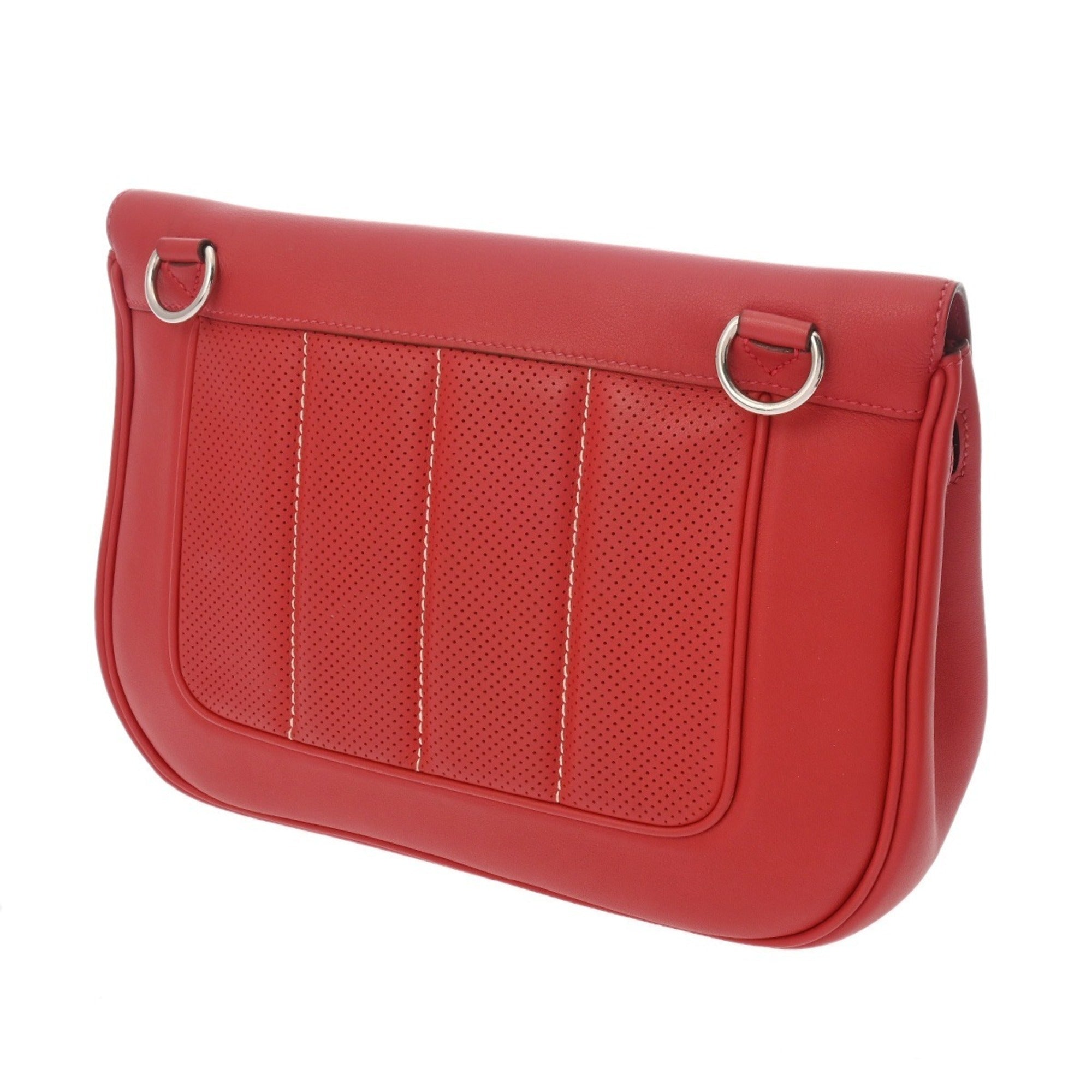 Hermes Rouge Casaque Swift Leather Shoulder Bag (Pre-Owned)