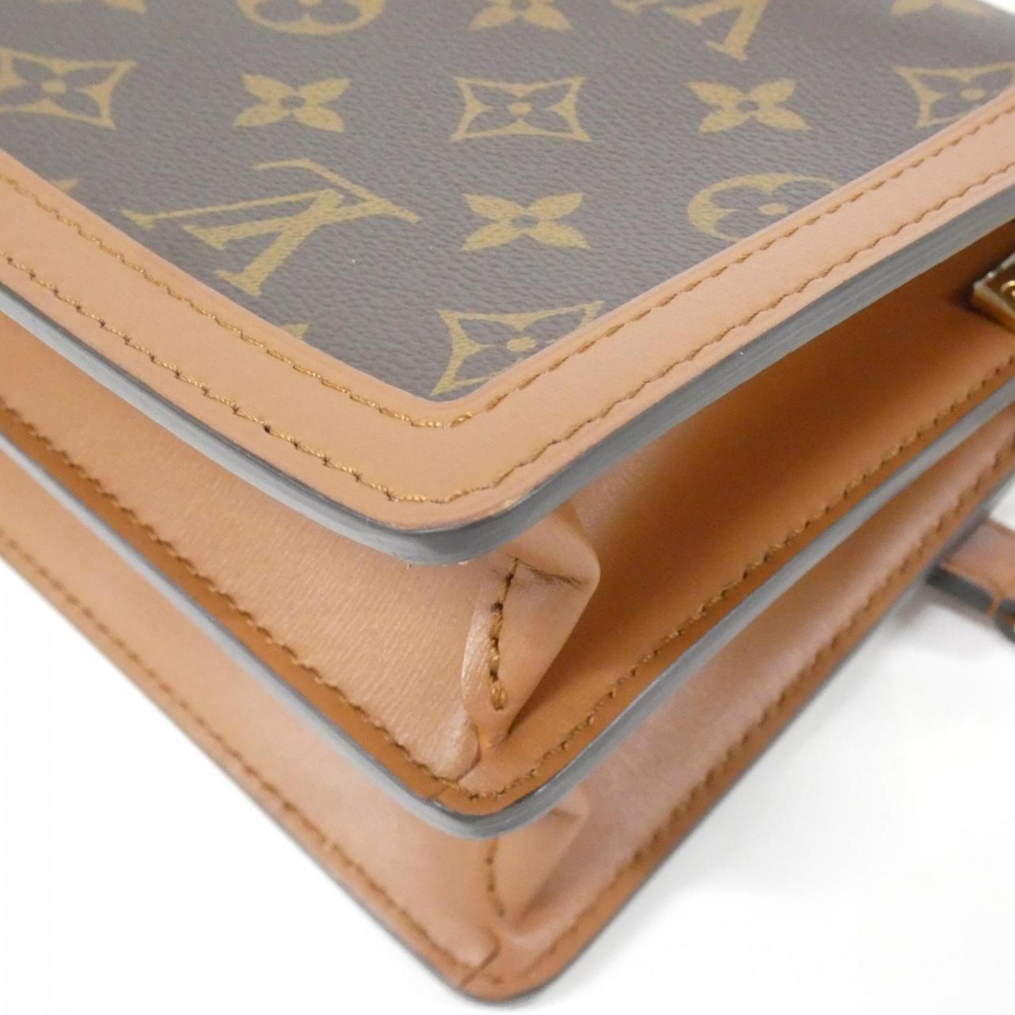 Louis Vuitton Marron Coated Canvas Leather Shoulder Bag (Pre-Owned)