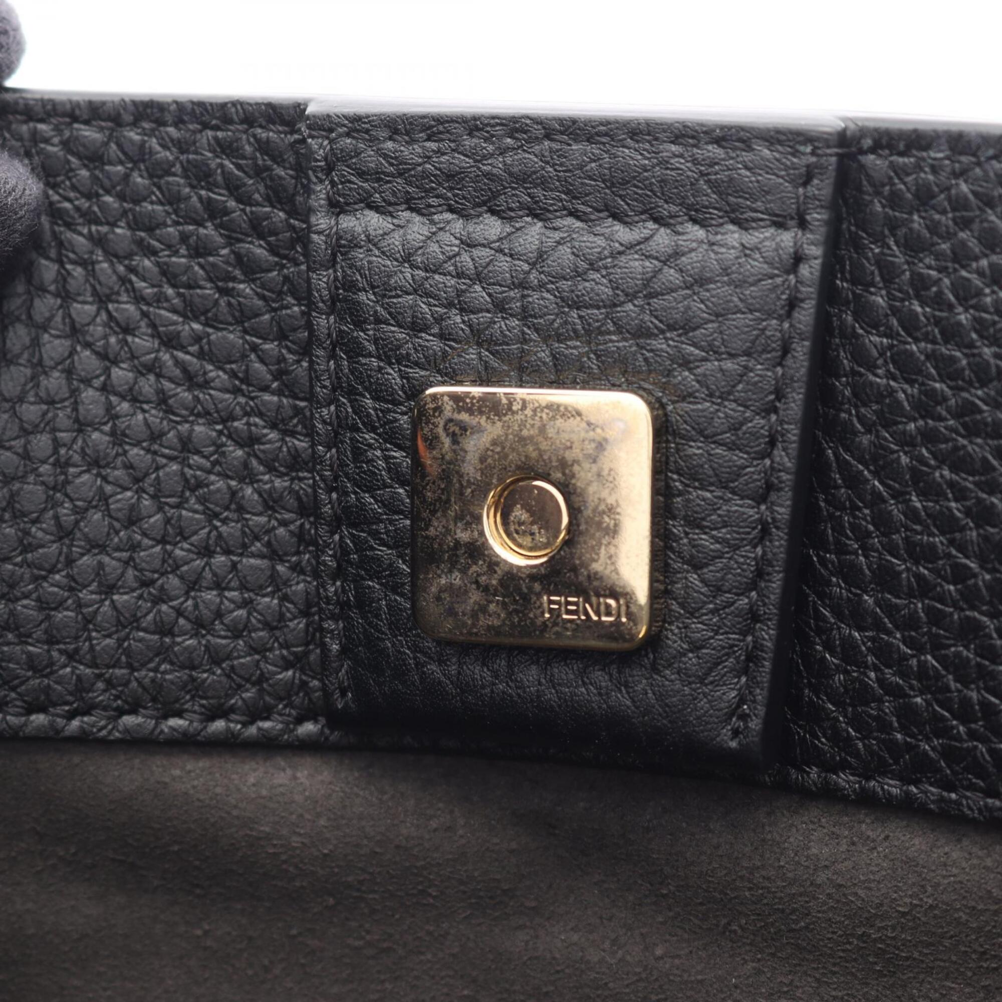 Fendi Black Leather Handbag Tote Bag (Pre-Owned)