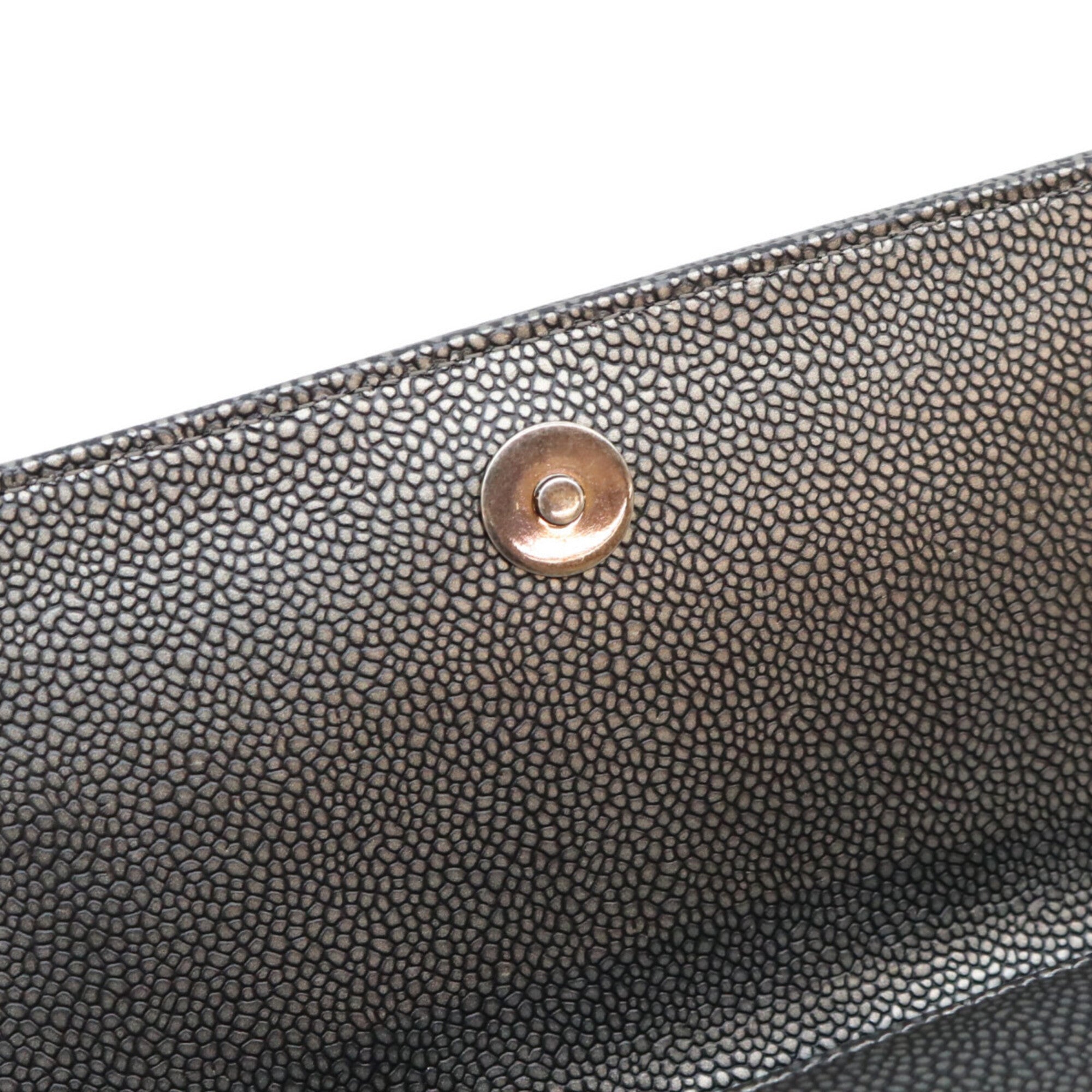 Chanel Metallic Gray Grained Calfskin Shoulder Bag (Pre-Owned)