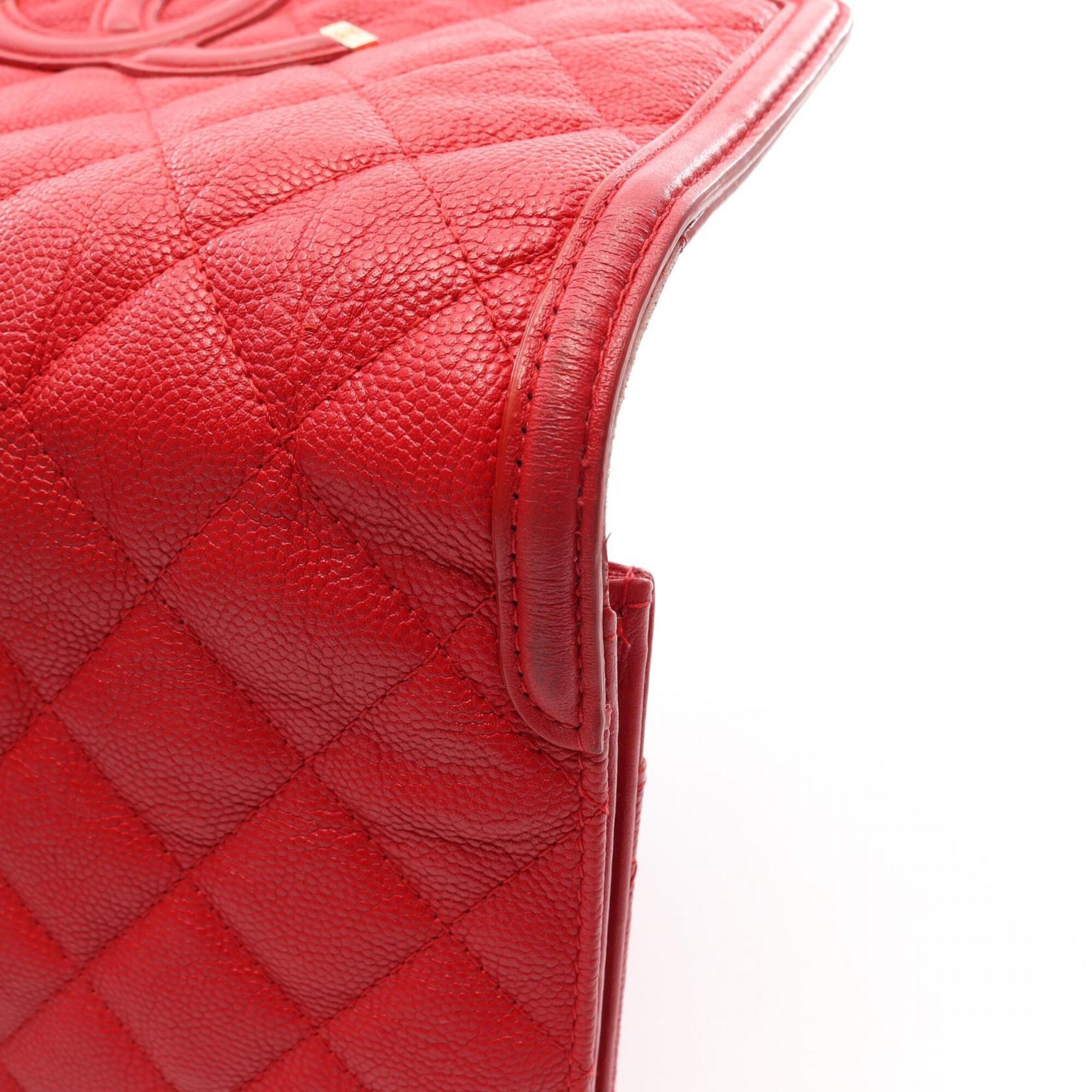 Chanel Red Color Grained Calfskin Handbag Shoulder Bag (Pre-Owned)