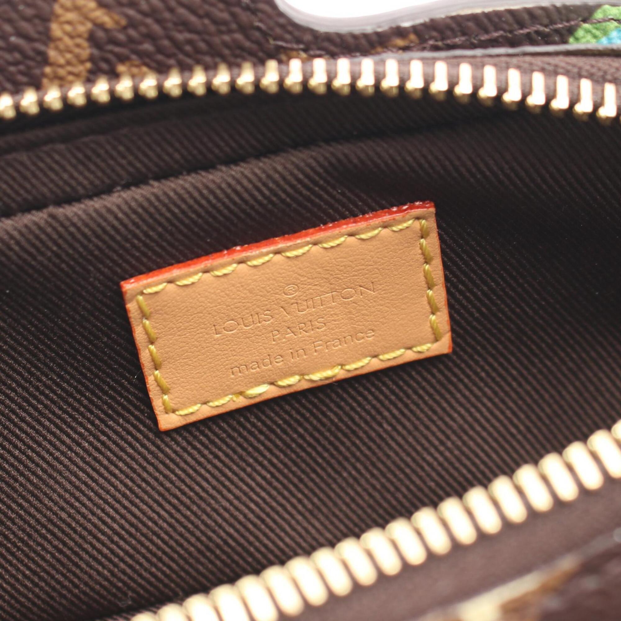 Louis Vuitton Brown Coated Canvas Leather Handbag Shoulder Bag (Pre-Owned)