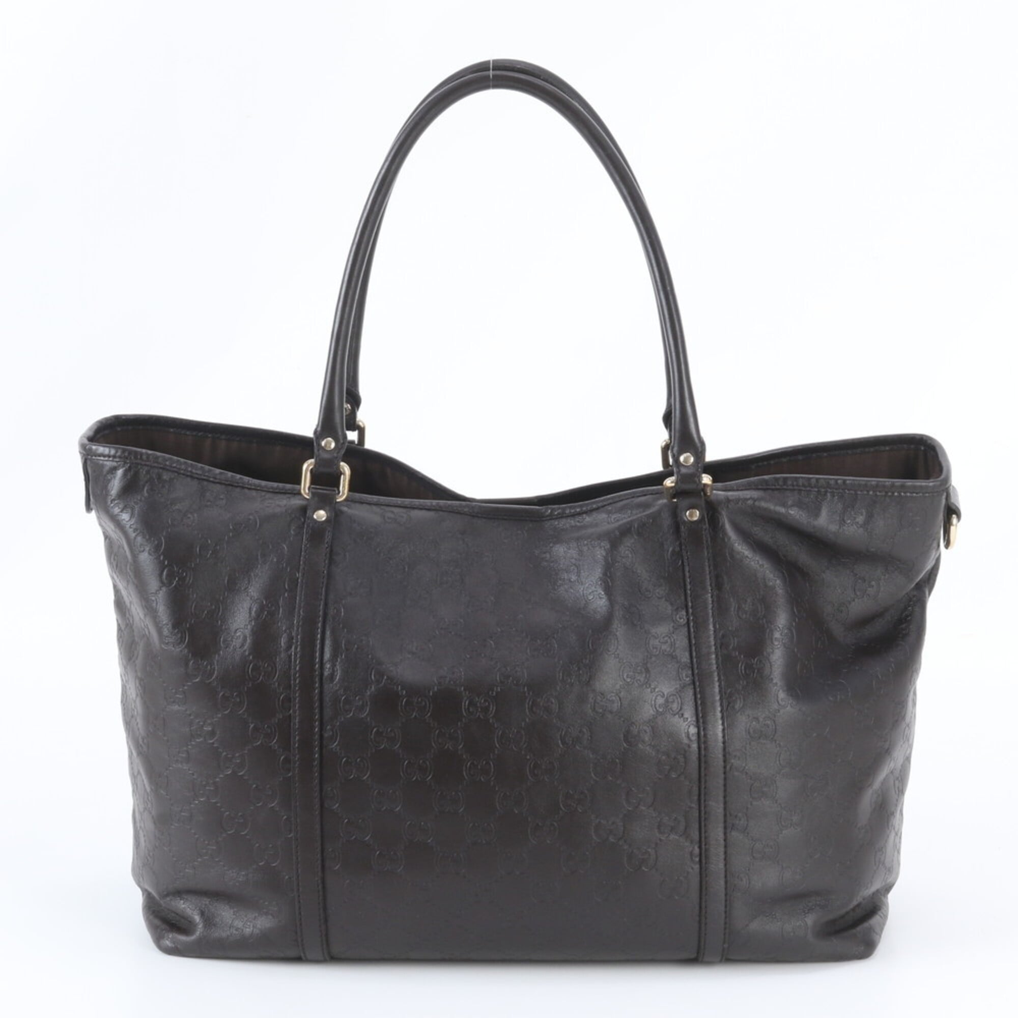 Gucci Black Brown Leather Handbag Shoulder Bag Tote Bag (Pre-Owned)