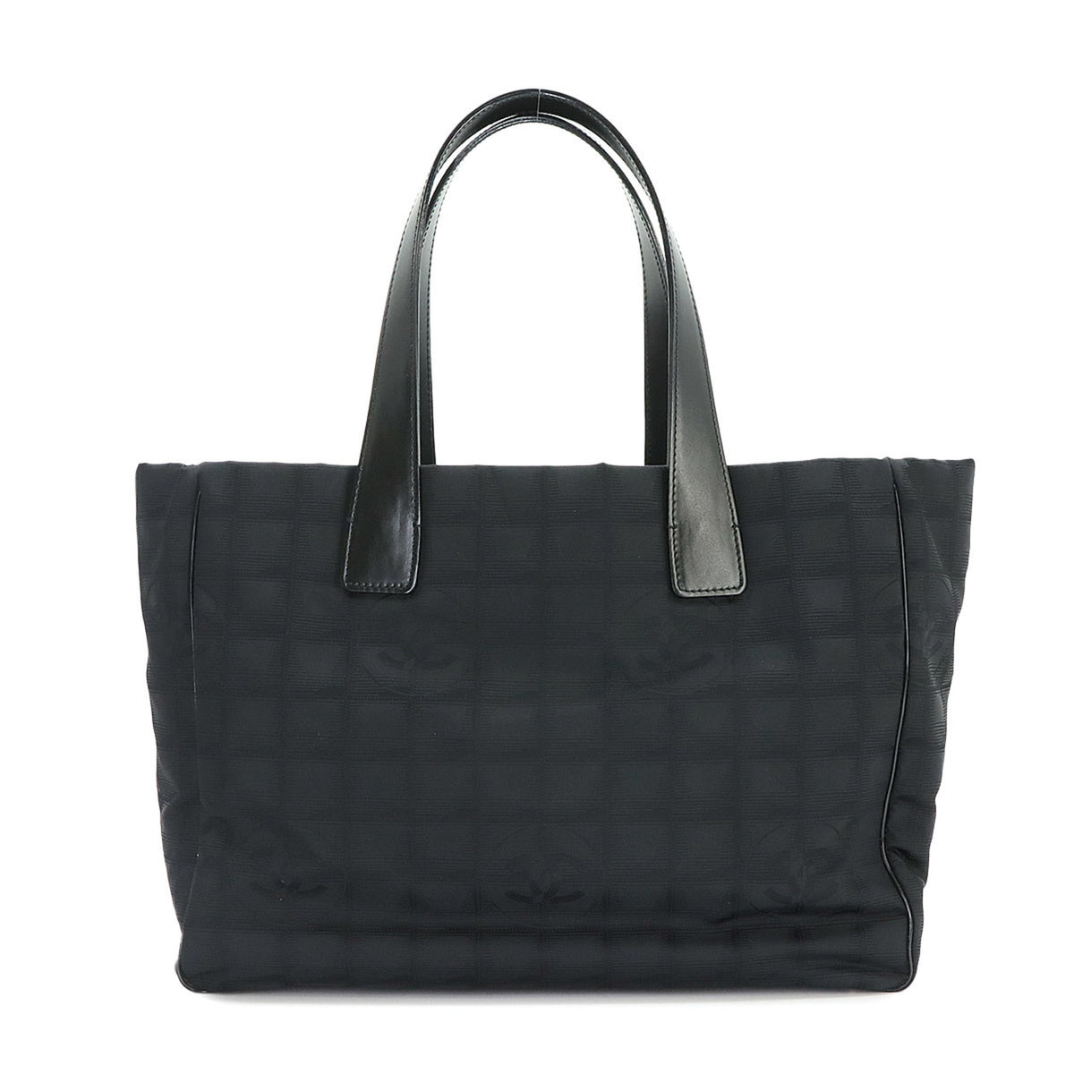 Chanel New Travel Line Black Nylon Jacquard Leather Handbag Tote Bag Weekend Bag (Pre-Owned)