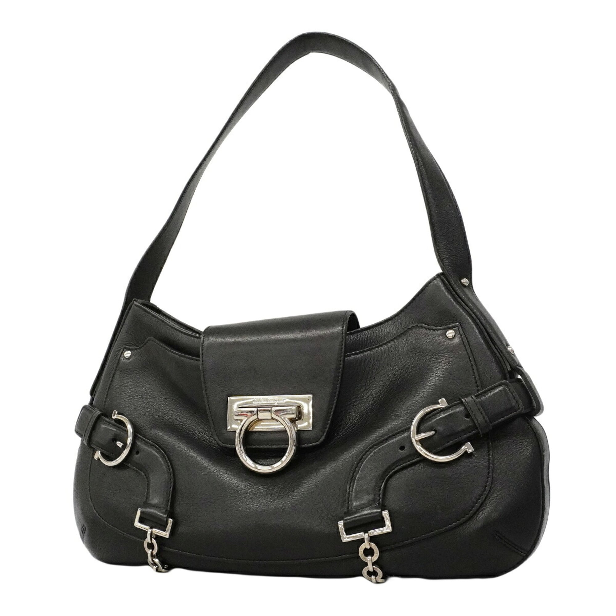 Salvatore Ferragamo Black Leather Shoulder Bag (Pre-Owned)