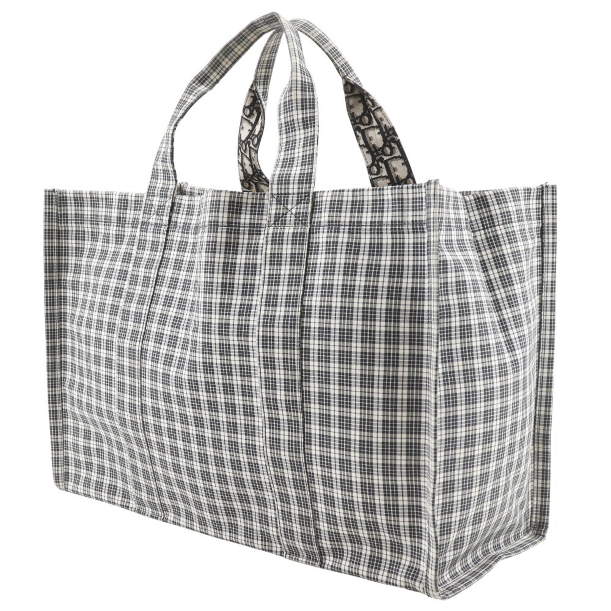 Christian Dior Black White Cotton Handbag Tote Bag (Pre-Owned)
