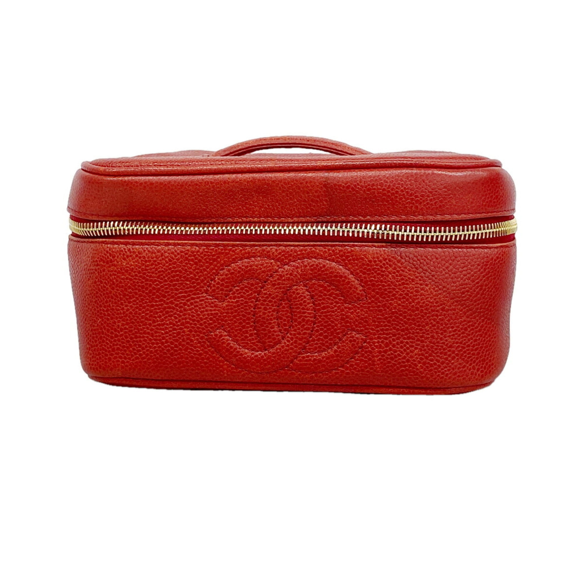 Chanel Red Color Grained Calfskin Vanity Bag (Pre-Owned)