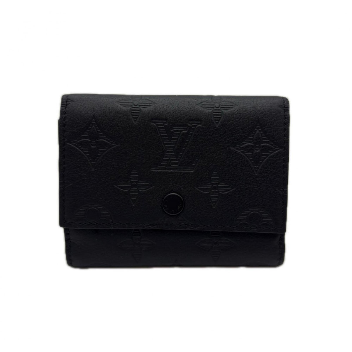 Louis Vuitton Monogram Shadow Black Leather Wallet (Tri-Fold) (Pre-Owned)