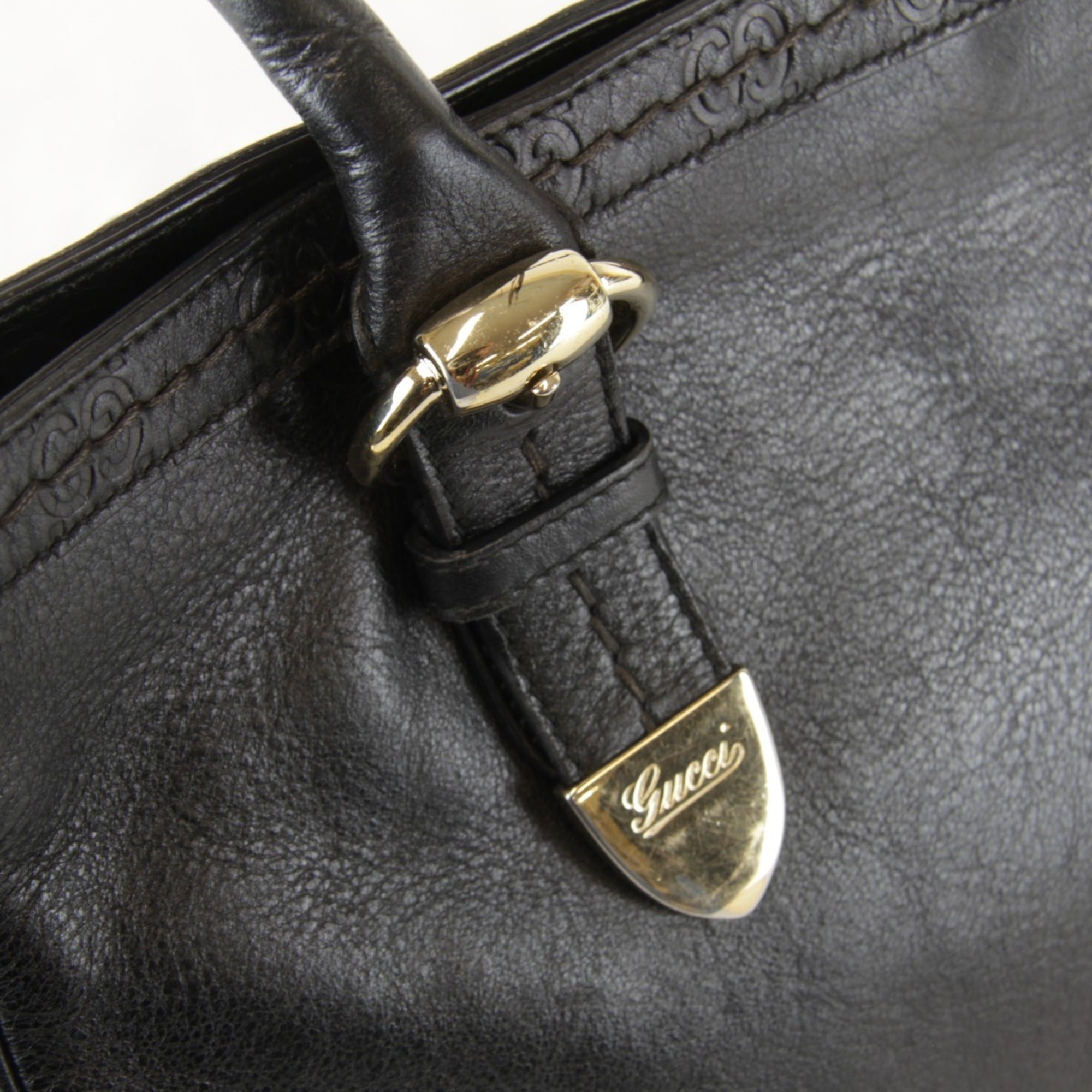 Gucci Guccissima Black Gg Leather Leather Tote Bag (Pre-Owned)
