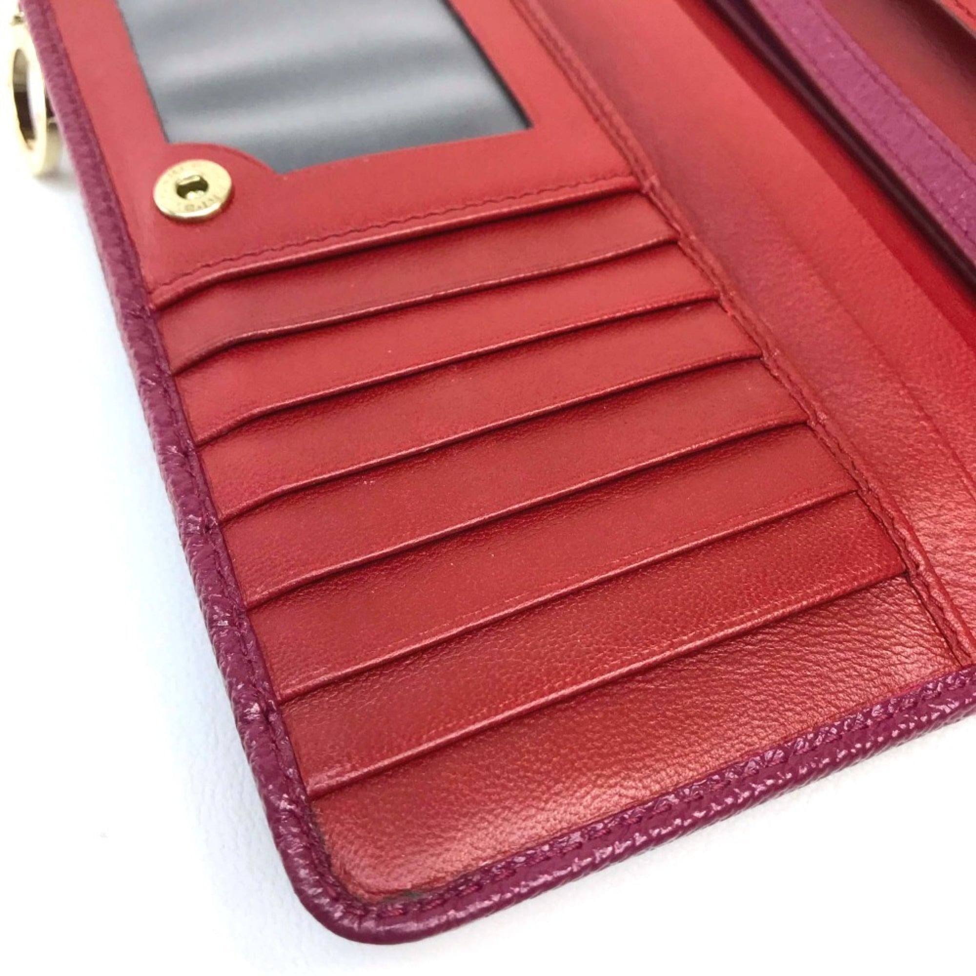 Bvlgari Bvlgari Bvlgari Pink Red Color Leather Wallet (Bi-Fold) (Pre-Owned)