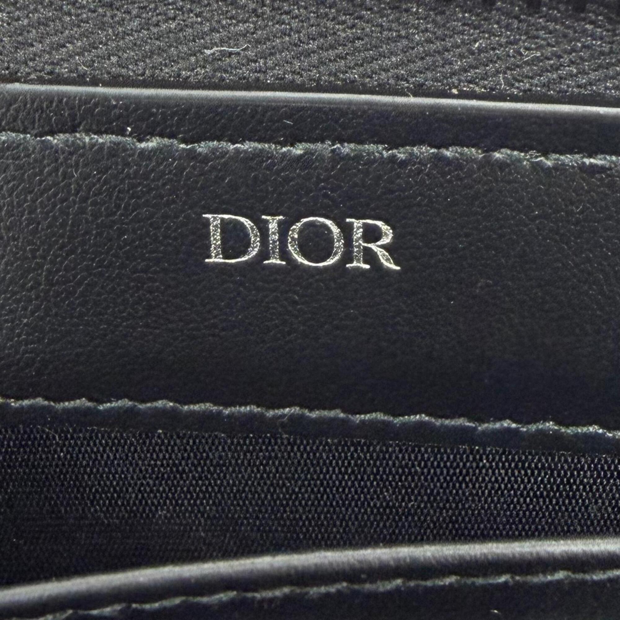 Christian Dior Black Leather Fabric Long Wallet (Bi-Fold) (Pre-Owned)