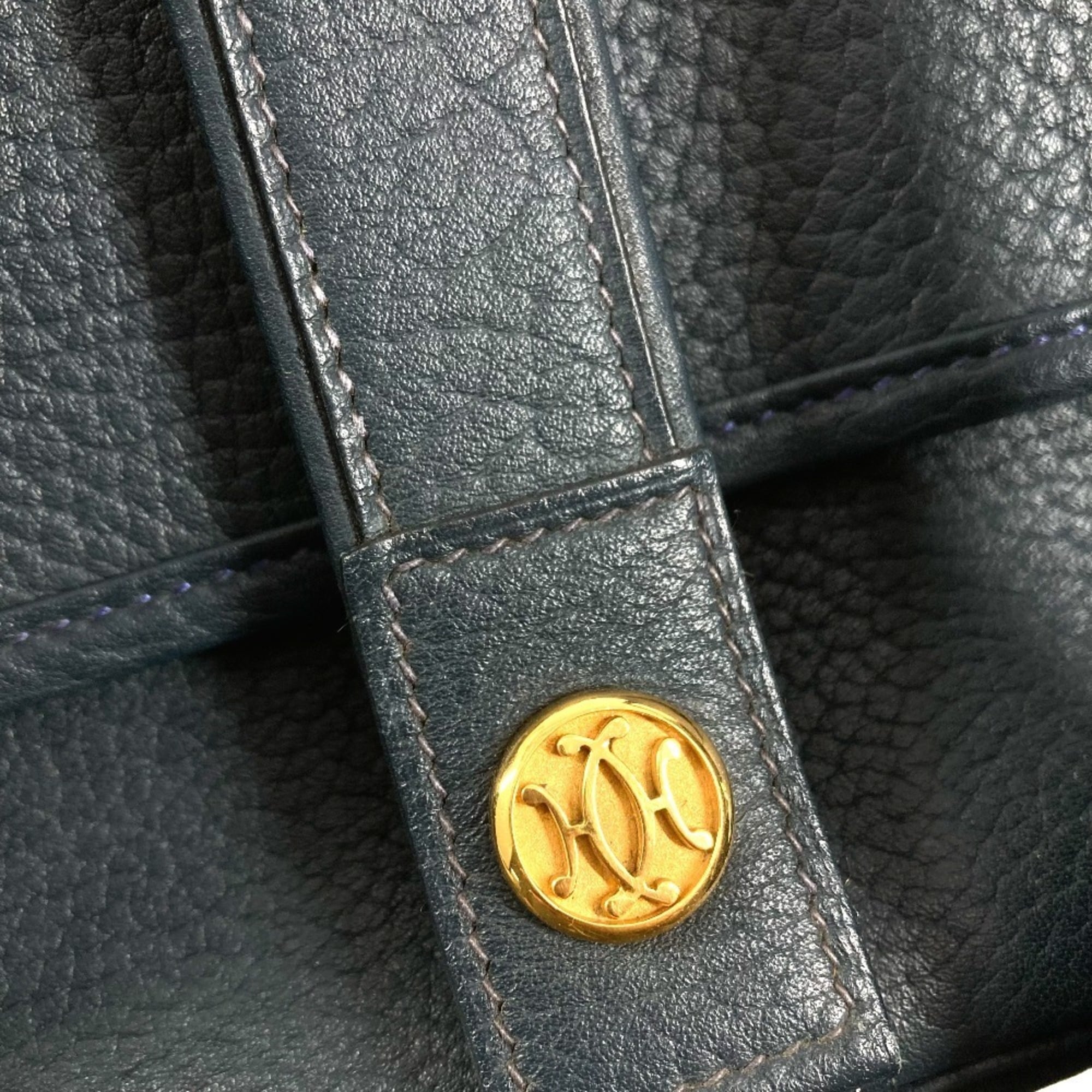 Hermes Navy Leather Shoulder Bag (Pre-Owned)