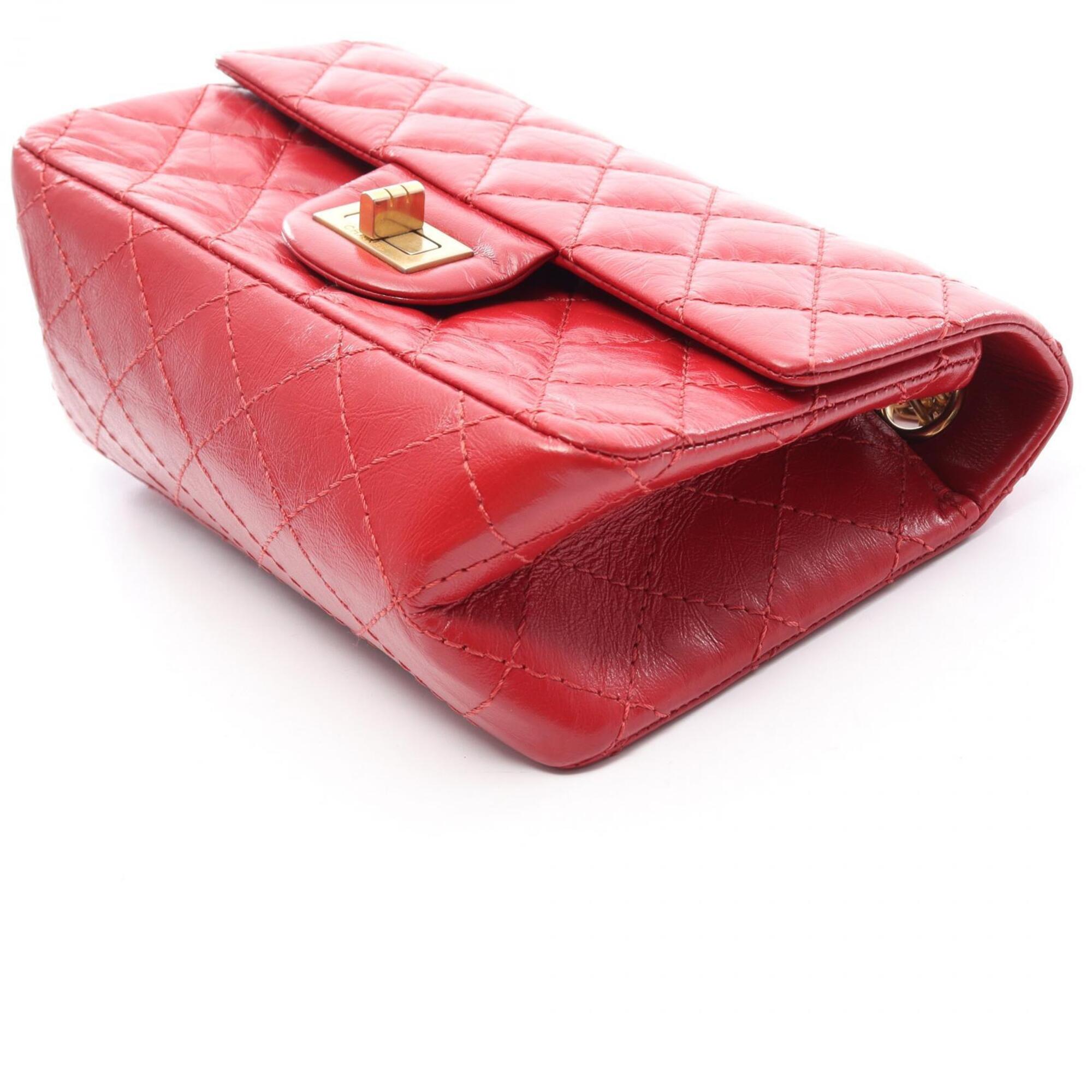 Chanel Red Color Leather Handbag Shoulder Bag (Pre-Owned)