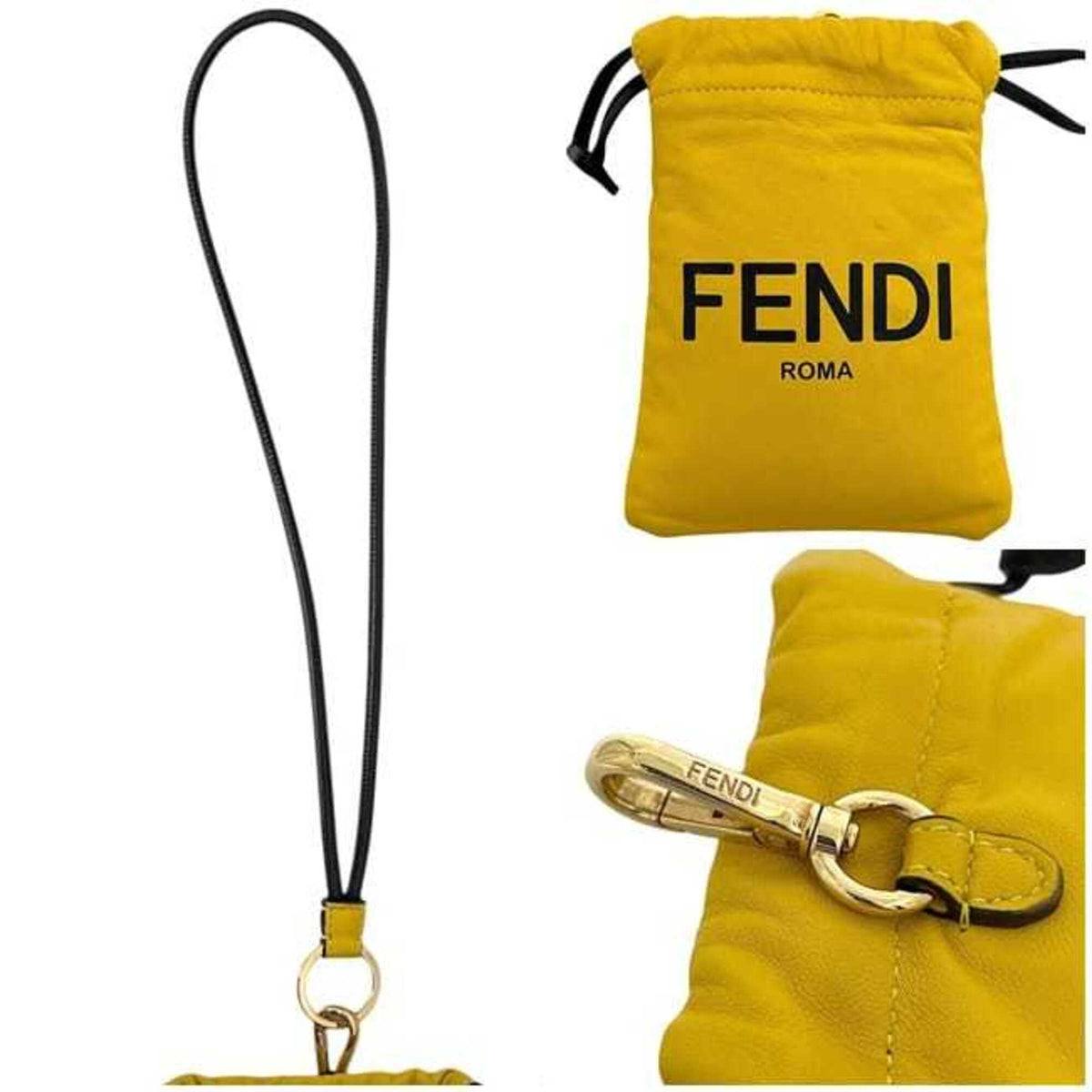 Fendi Yellow Leather Pouch Shoulder Bag (Pre-Owned)