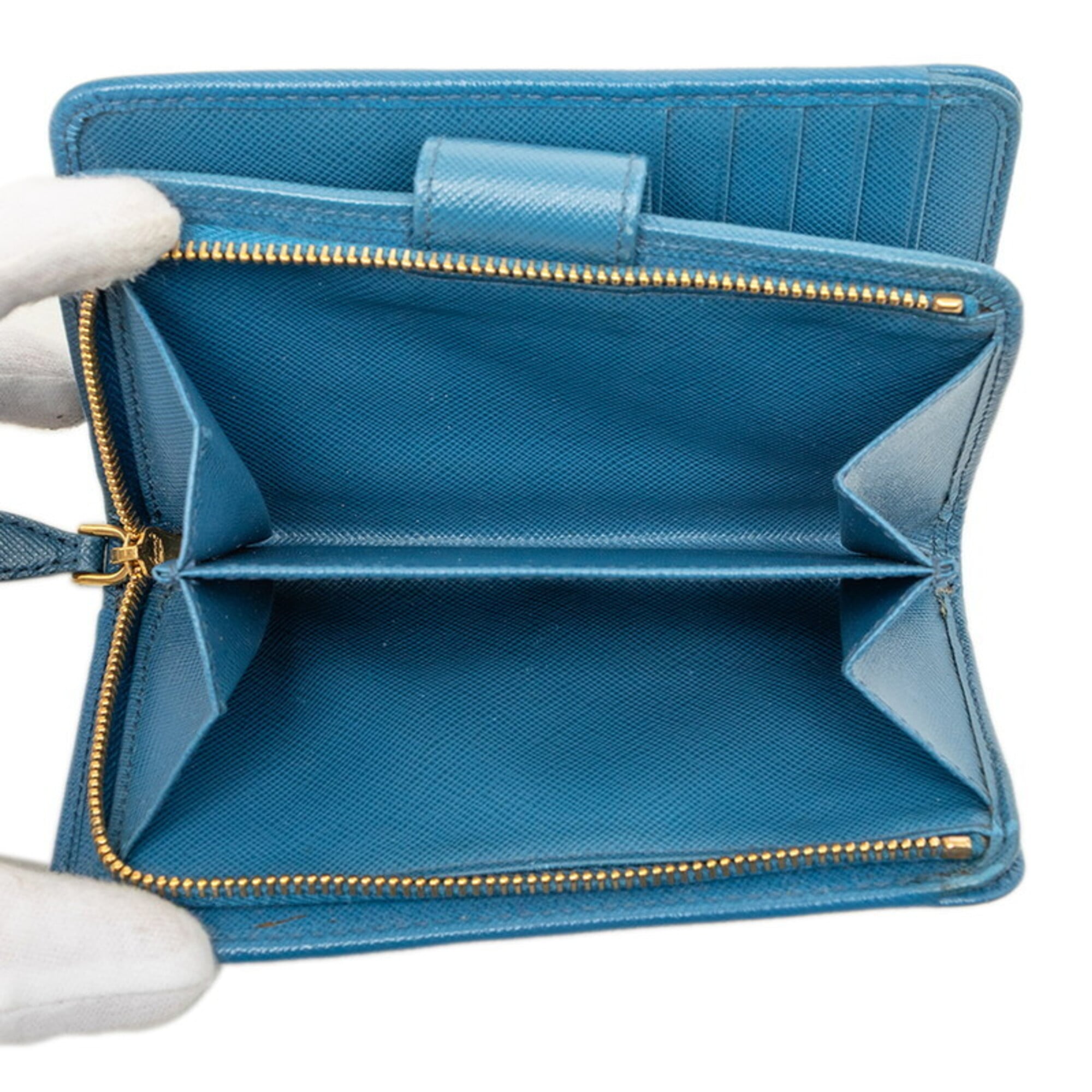 Prada Blue Leather Wallet (Bi-Fold) (Pre-Owned)
