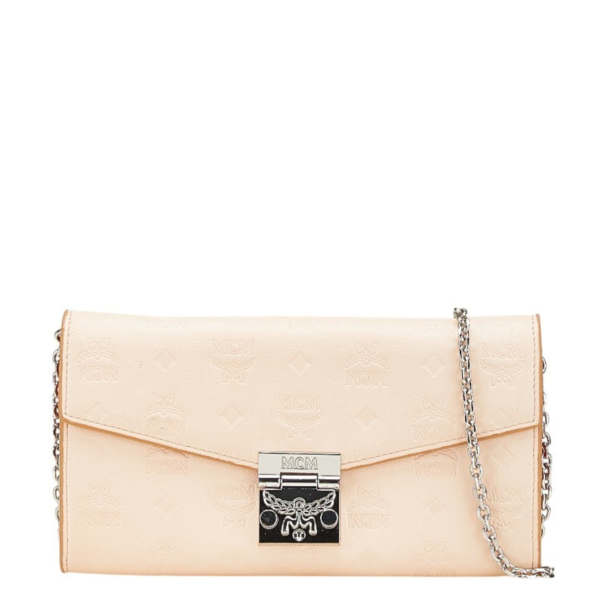Mcm Pink Beige Leather Chain/Shoulder Wallet (Pre-Owned)