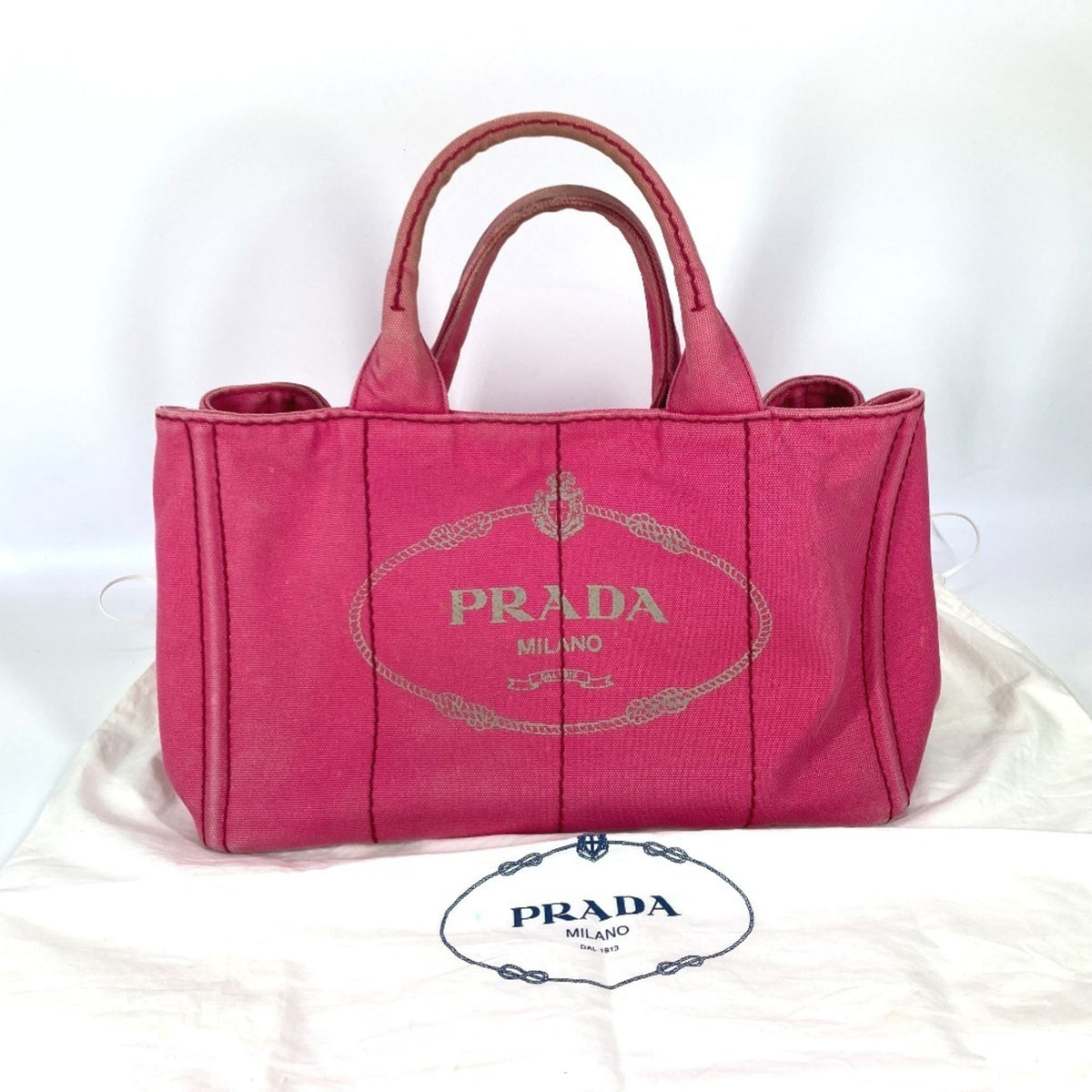 Prada Pink Canvas Handbag Tote Bag (Pre-Owned)