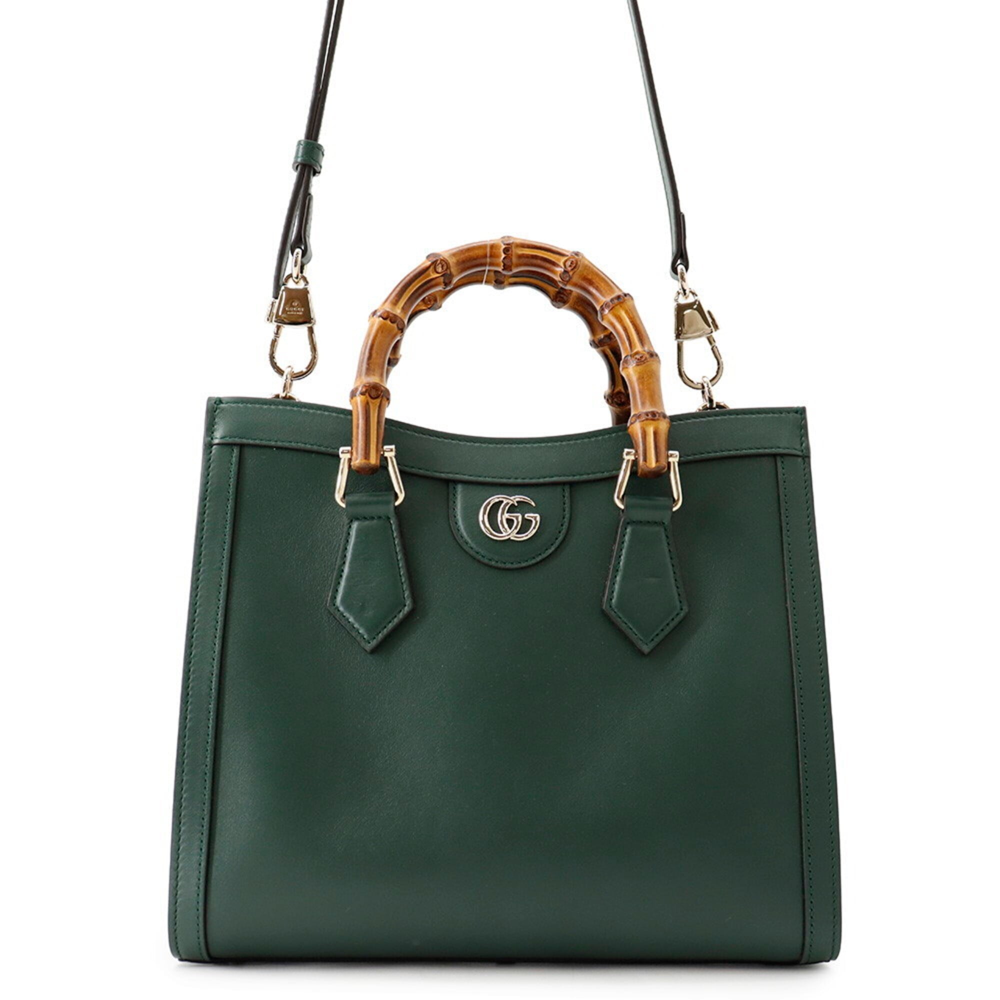 Gucci Green Leather Handbag Tote Bag (Pre-Owned)
