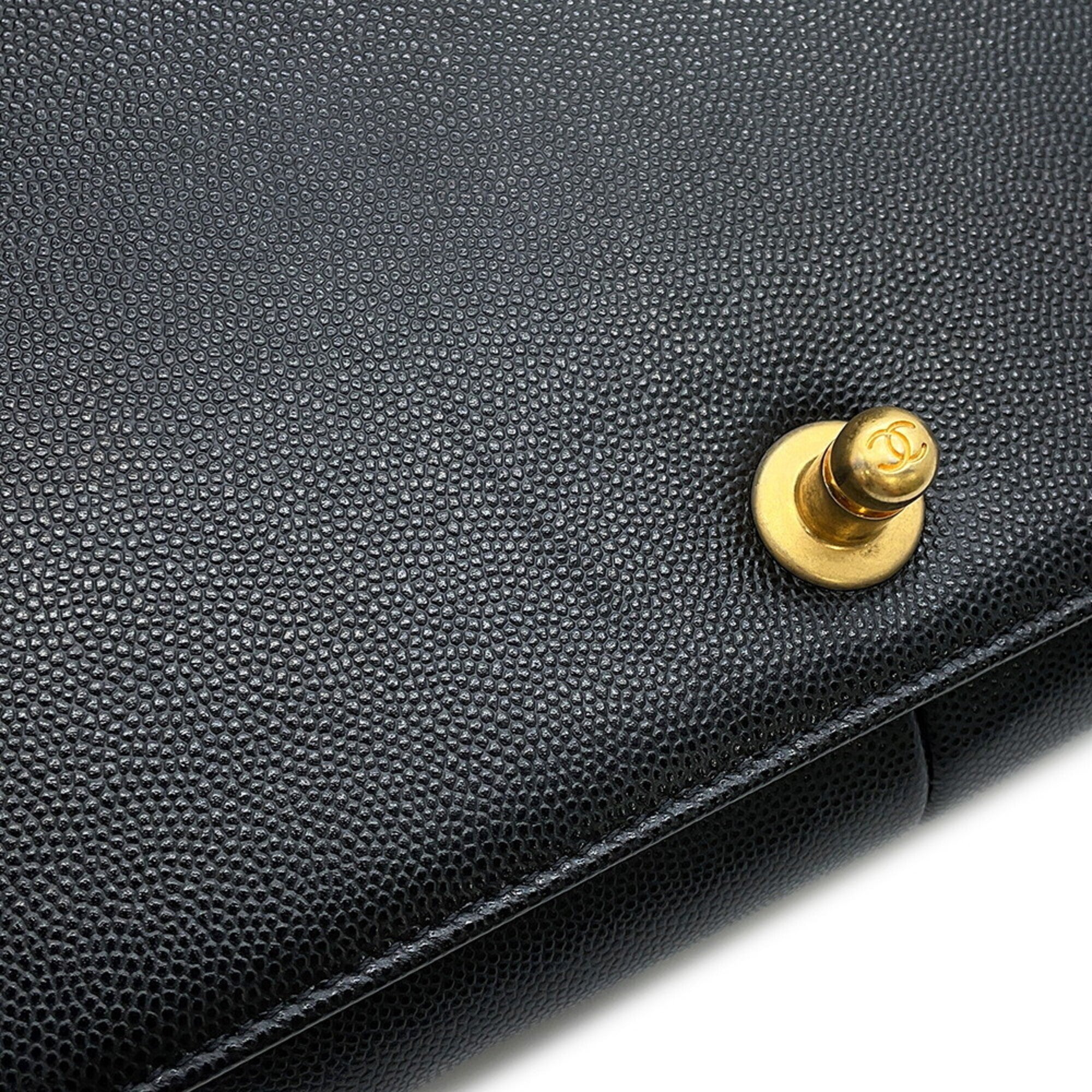 Chanel Matelasse Black Grained Calfskin Handbag Shoulder Bag (Pre-Owned)