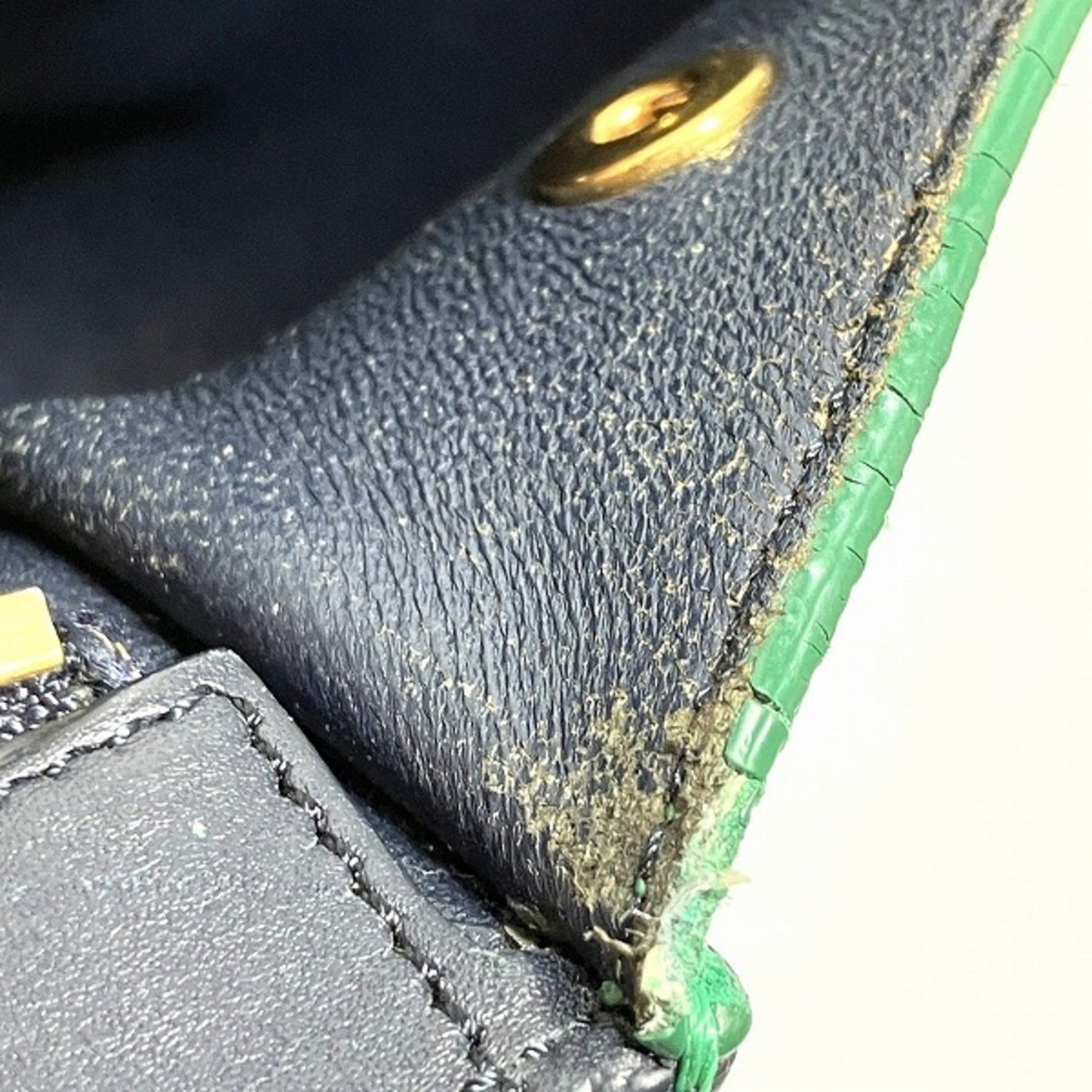 Celine Green Navy Leather Suede Handbag Shoulder Bag (Pre-Owned)