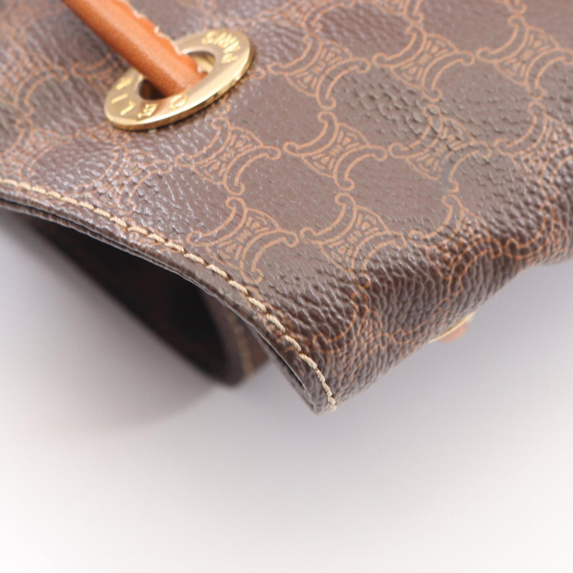Celine Macadam Brown Coated Canvas Backpack Handbag (Pre-Owned)