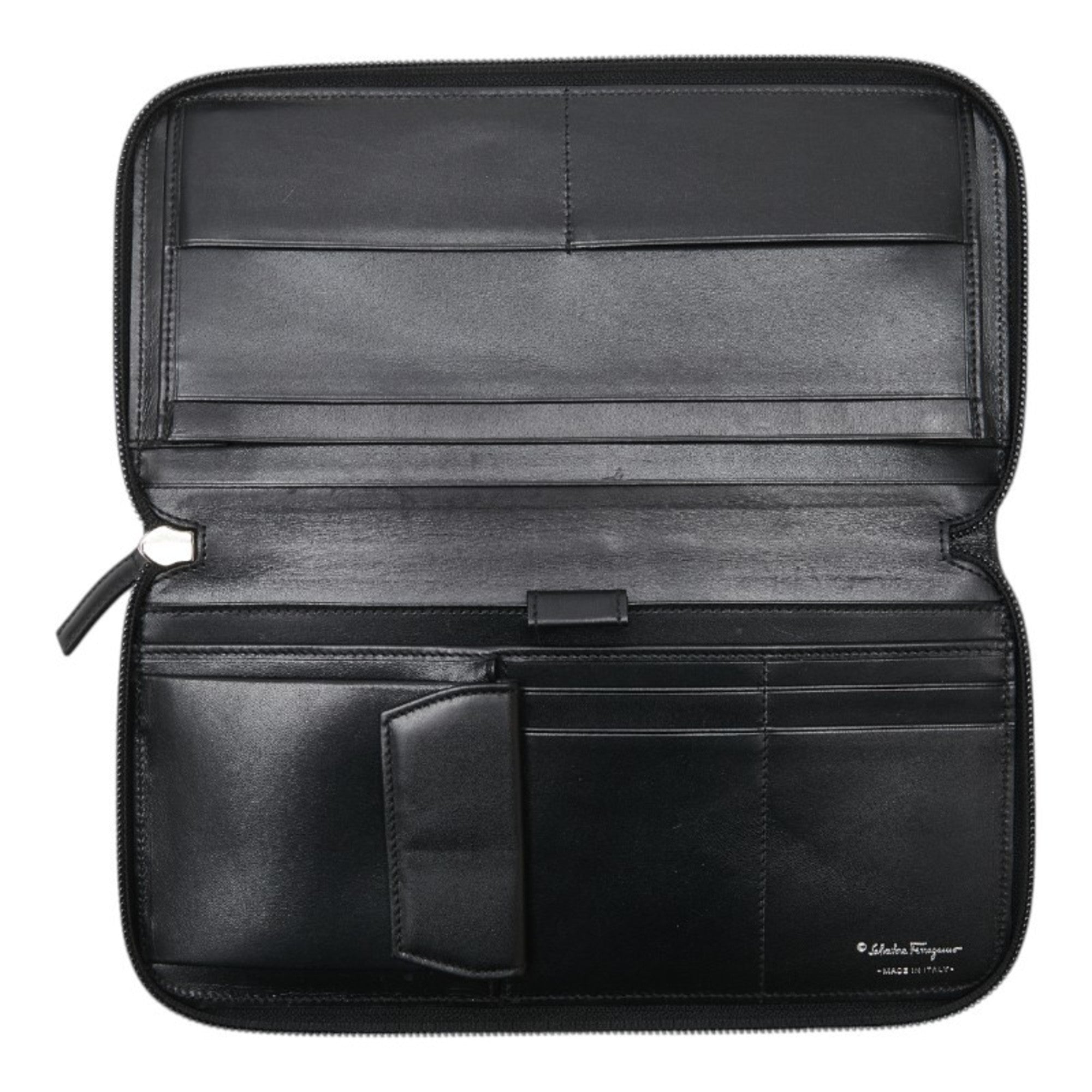 Salvatore Ferragamo Black Leather Long Wallet (Bi-Fold) (Pre-Owned)