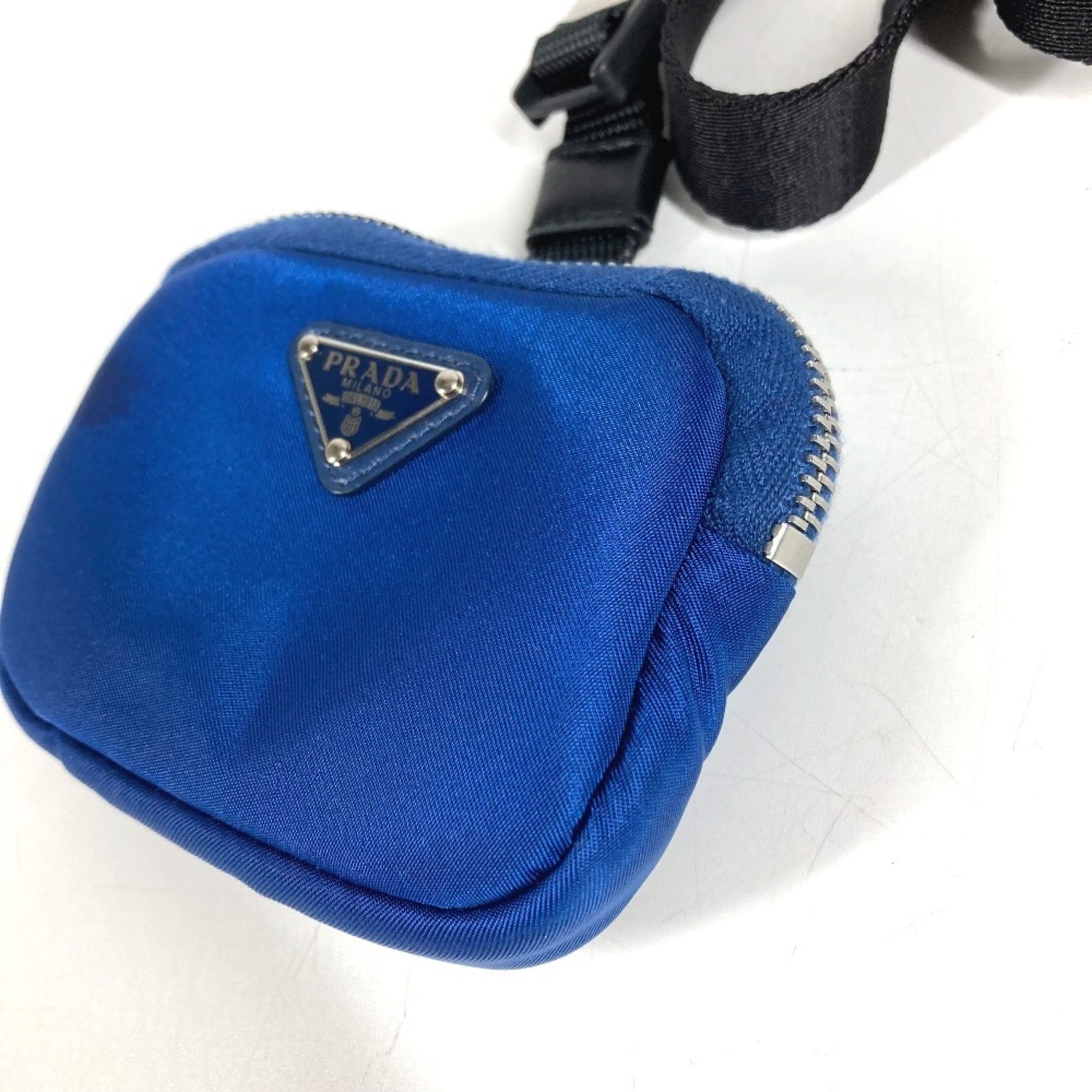 Prada Black Blue Nylon Handbag Pouch (Pre-Owned)