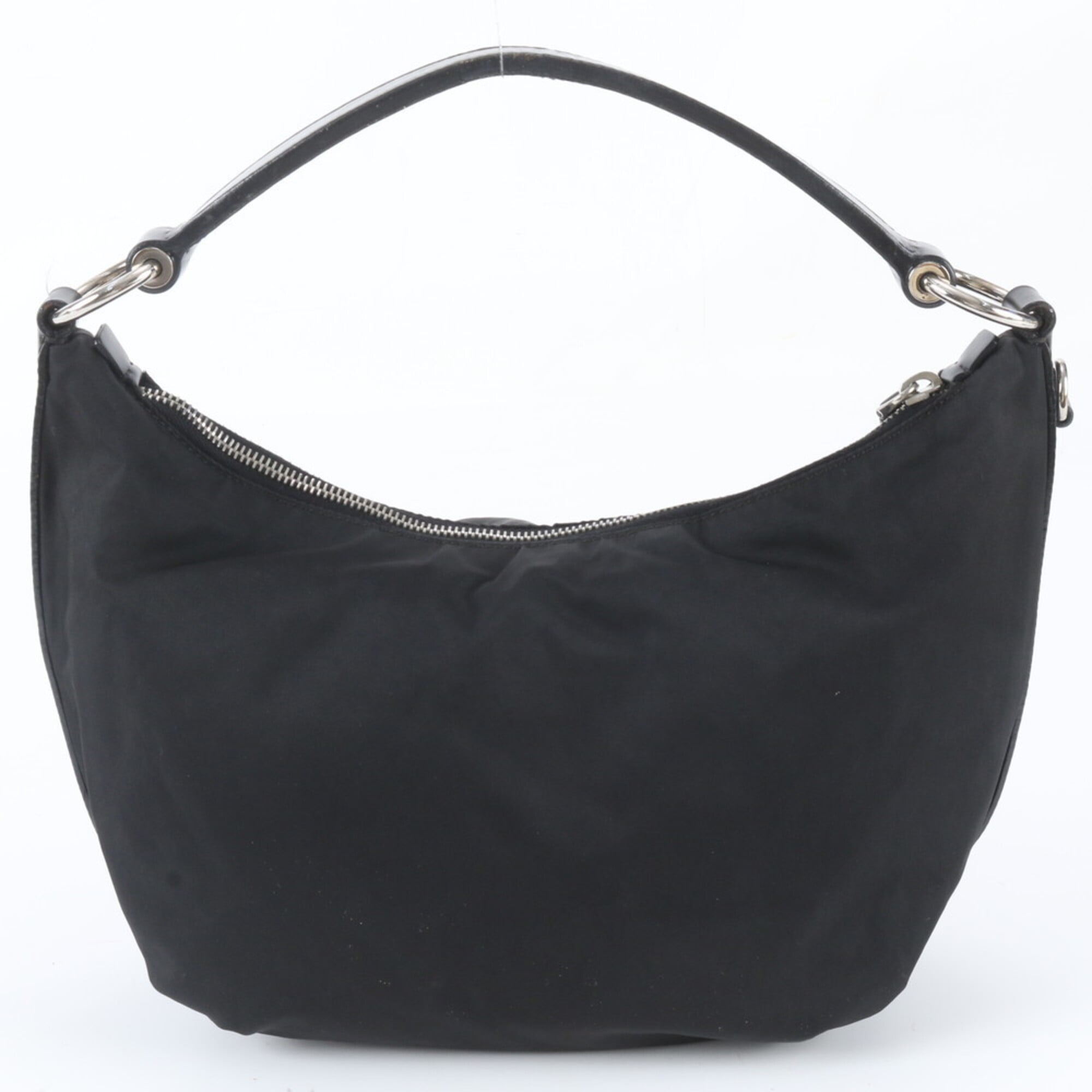 Prada Black Nylon Leather Handbag Shoulder Bag (Pre-Owned)