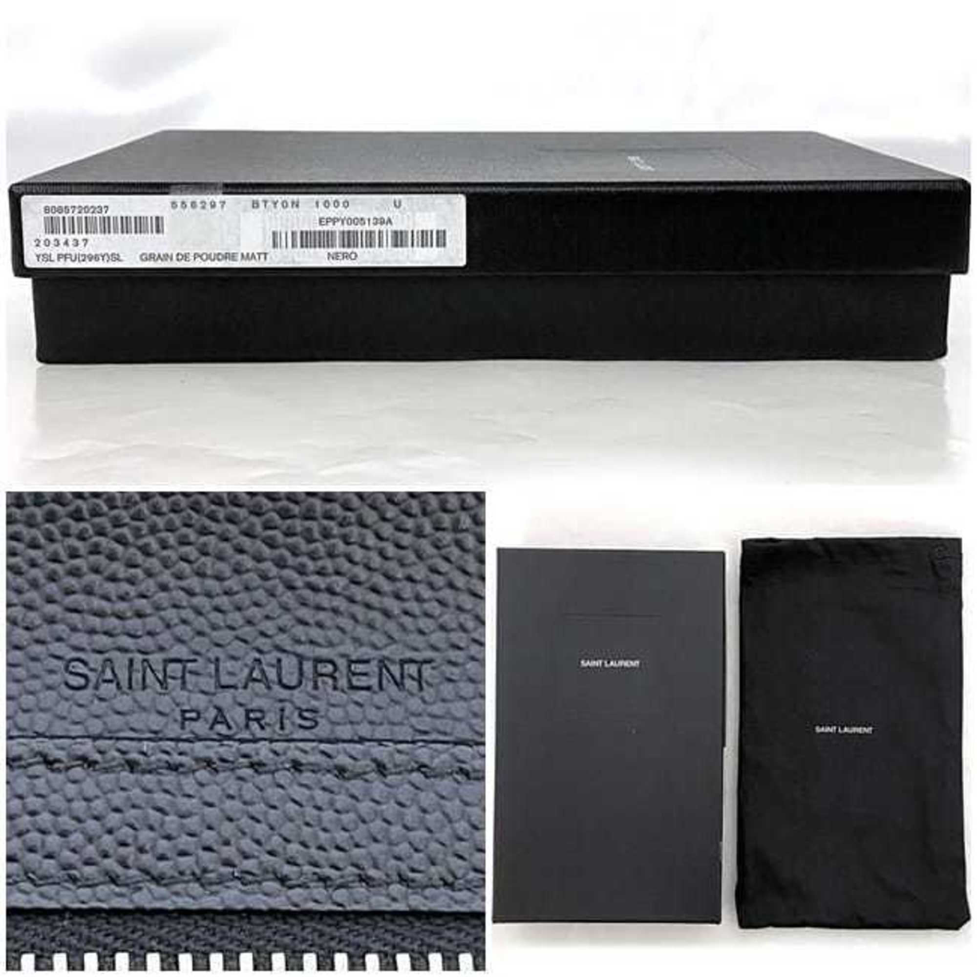 Saint Laurent Black Leather Long Wallet (Bi-Fold) (Pre-Owned)