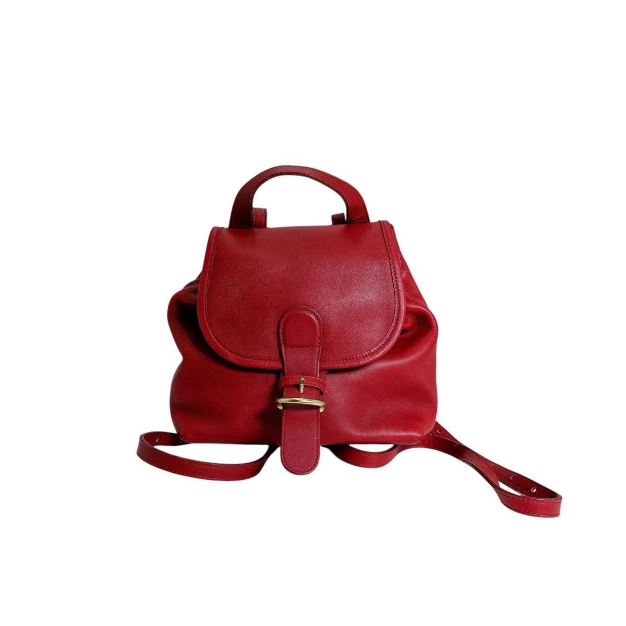 Coach Red Color Leather Backpack (Pre-Owned)