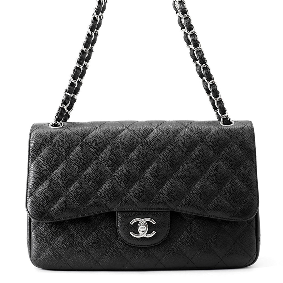Chanel Black Grained Calfskin Handbag Shoulder Bag (Pre-Owned)