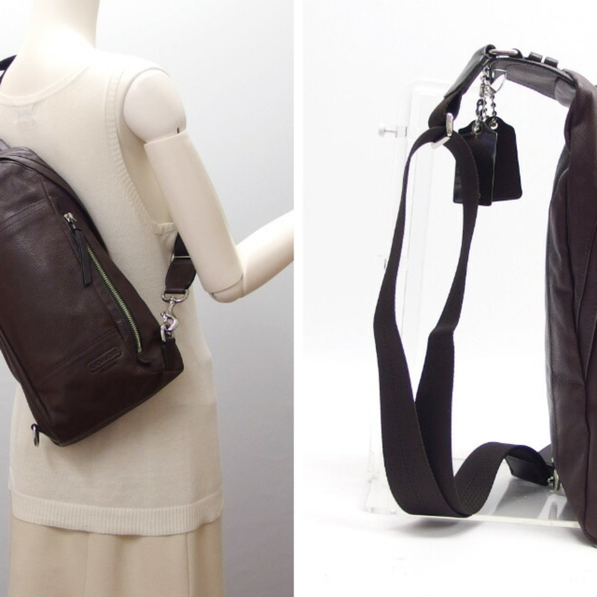 Coach Dark Brown Leather Shoulder Bag Sling Bag (Pre-Owned)